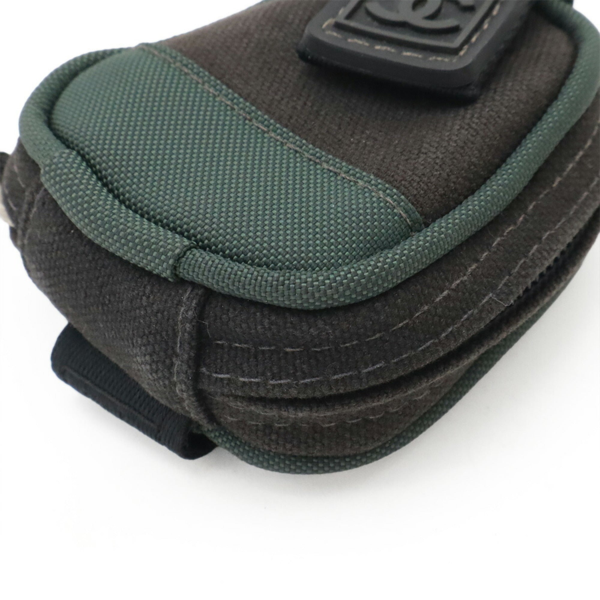 Chanel Black Green Canvas Nylon Pouch (Pre-Owned)