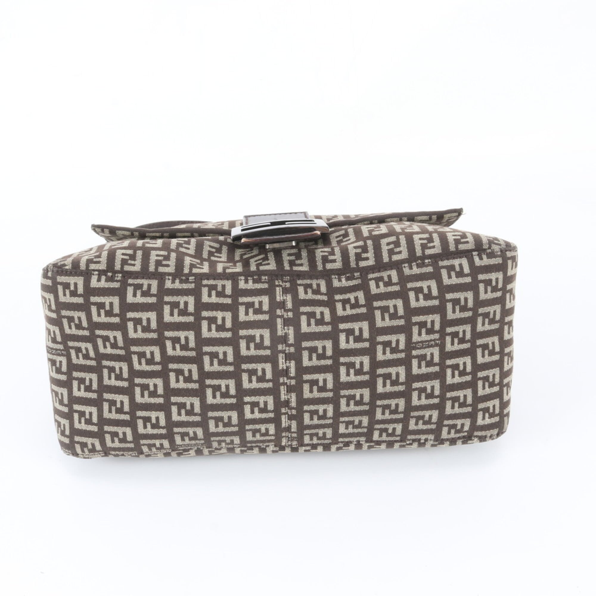 Fendi Brown Leather Canvas Shoulder Bag (Pre-Owned)