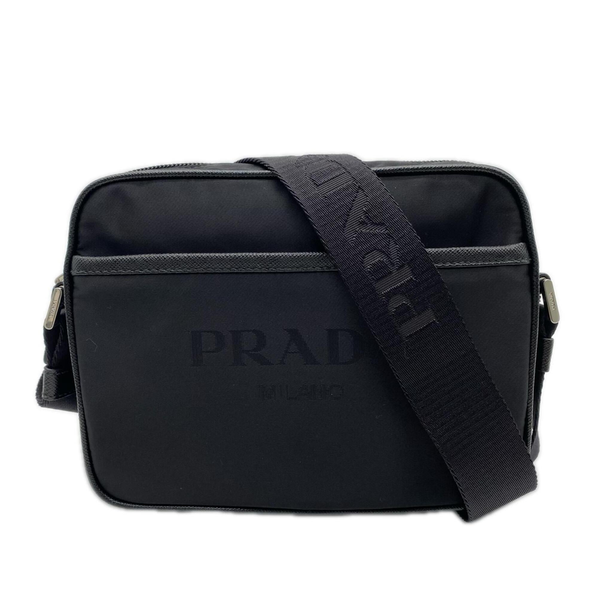 Prada Saffiano Black Nero Nylon Saffiano Shoulder Bag (Pre-Owned)