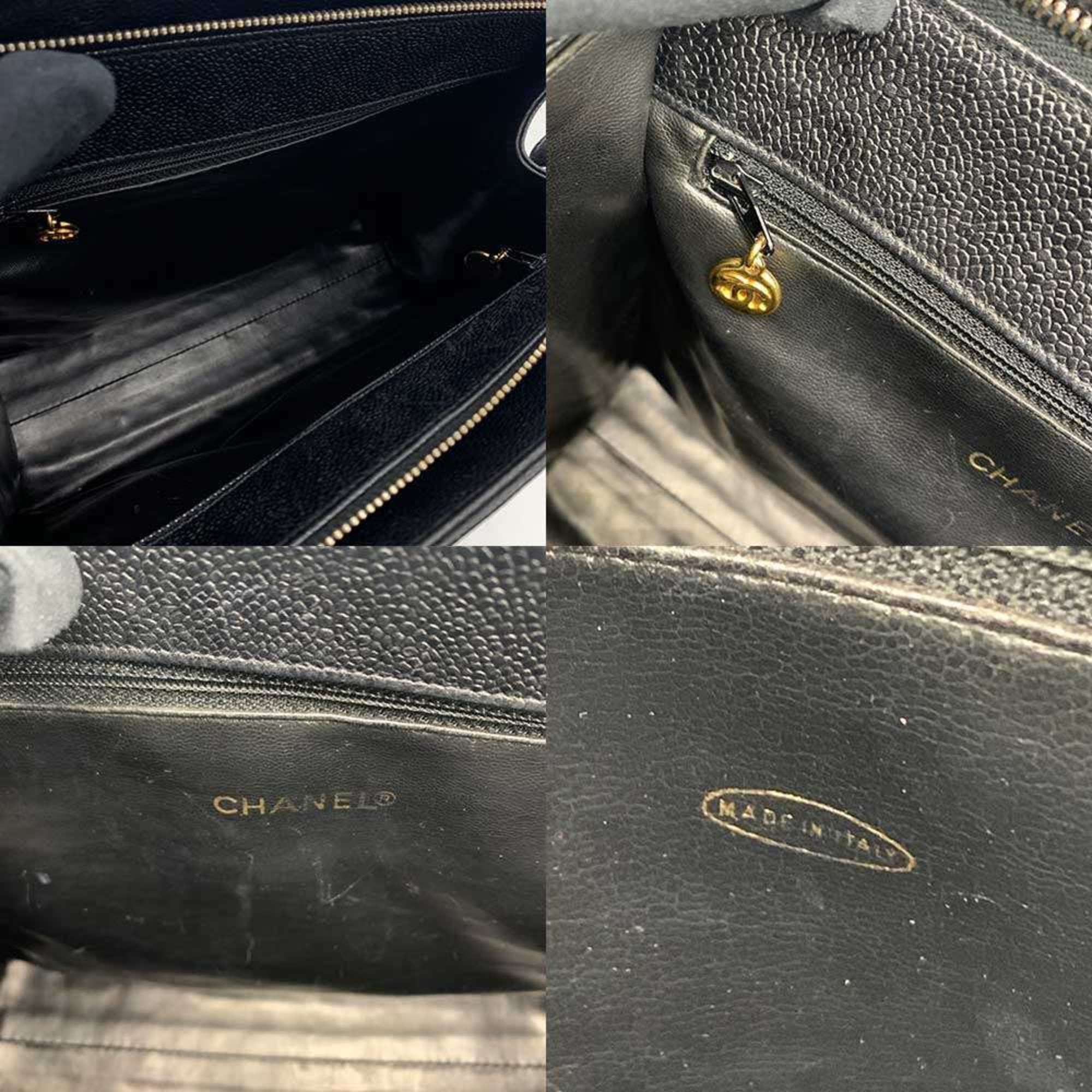 Chanel Black Grained Calfskin Handbag Tote Bag (Pre-Owned)