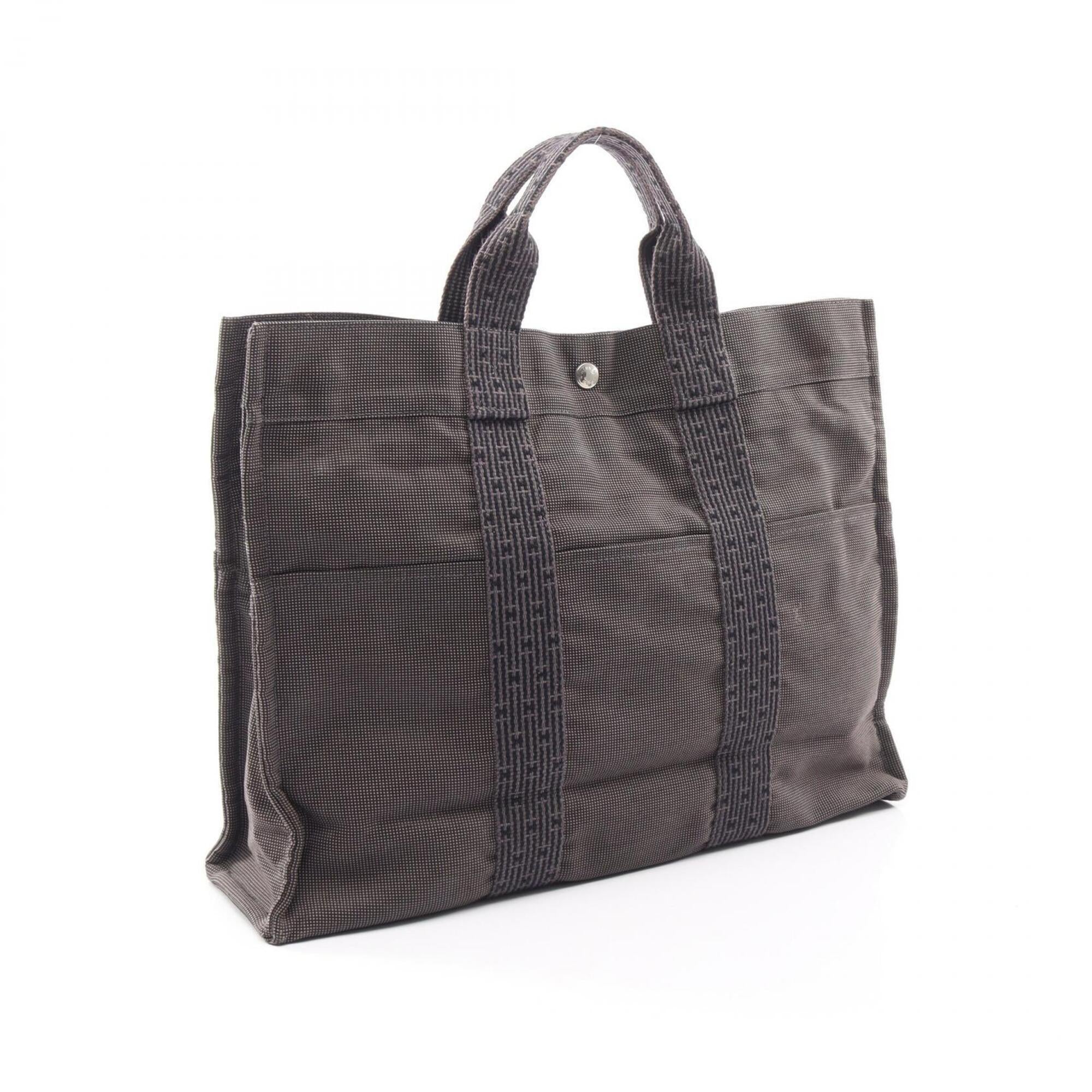 Hermes Gray Nylon Canvas Handbag Tote Bag (Pre-Owned)