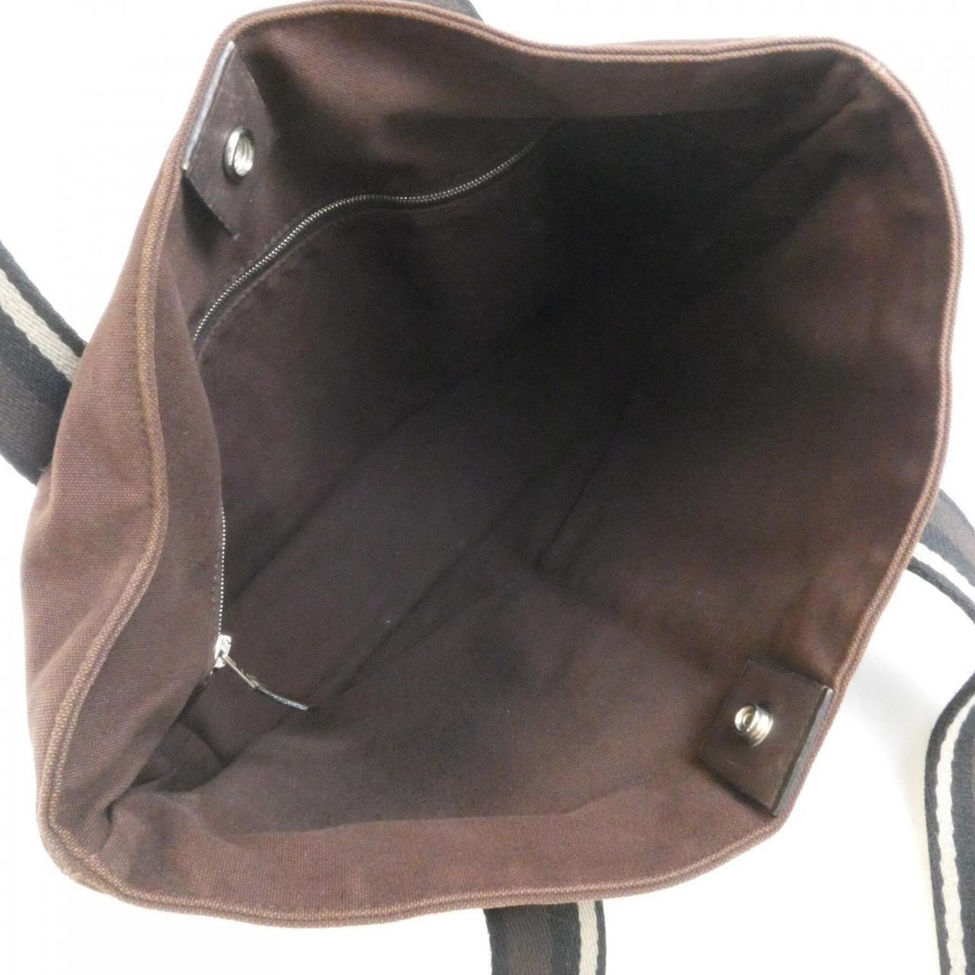 Hermes Troca Horizontal Chocolat Canvas Handbag (Pre-Owned)