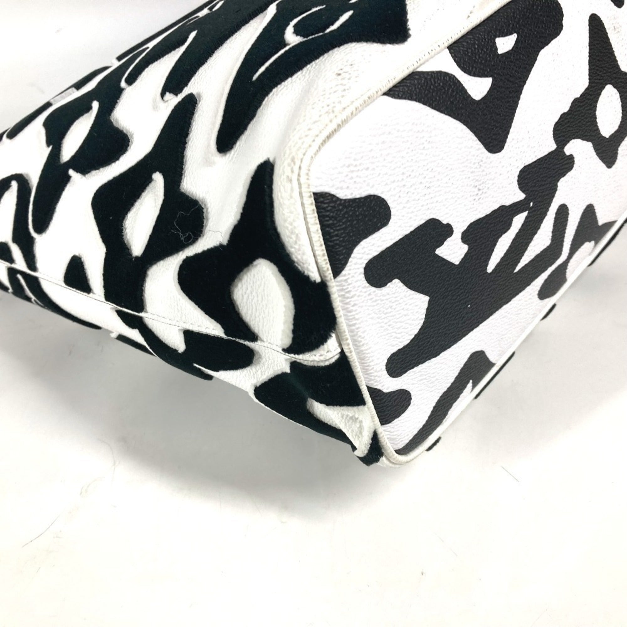 Louis Vuitton Black White Coated Canvas Shoulder Bag Tote Bag (Pre-Owned)