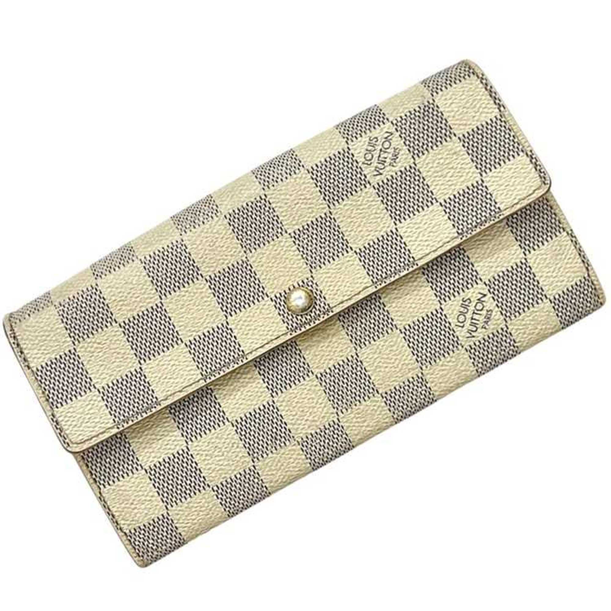 Louis Vuitton Beige Damier Azur Gray White Damier Azur Long Wallet (Bi-Fold) (Pre-Owned)