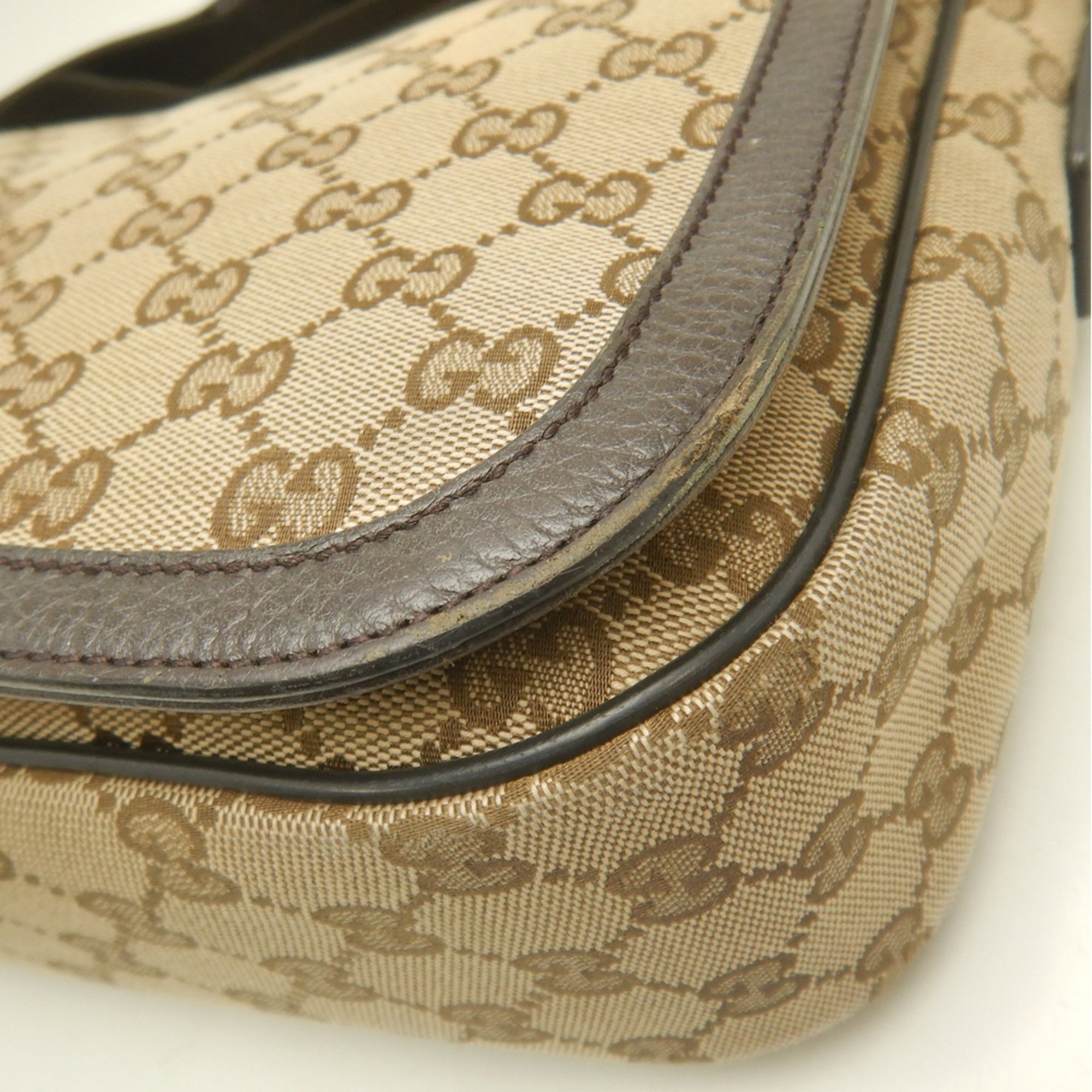 Gucci Beige Gg Canvas Leather Shoulder Bag (Pre-Owned)