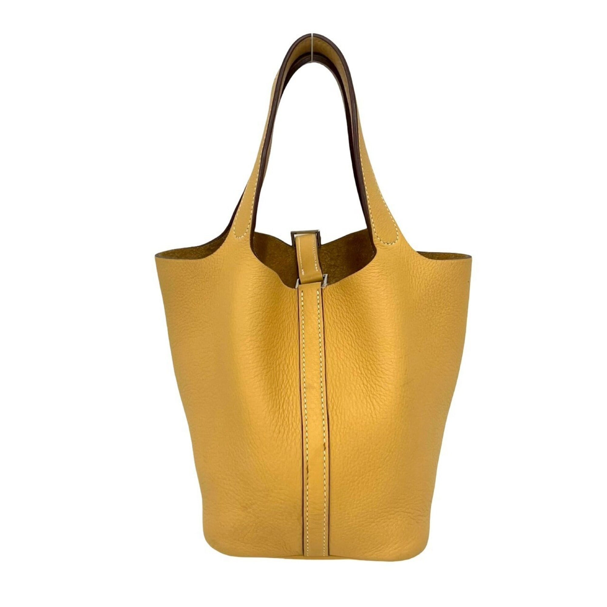 Hermes Yellow Taurillon Clemence Leather Handbag Tote Bag (Pre-Owned)