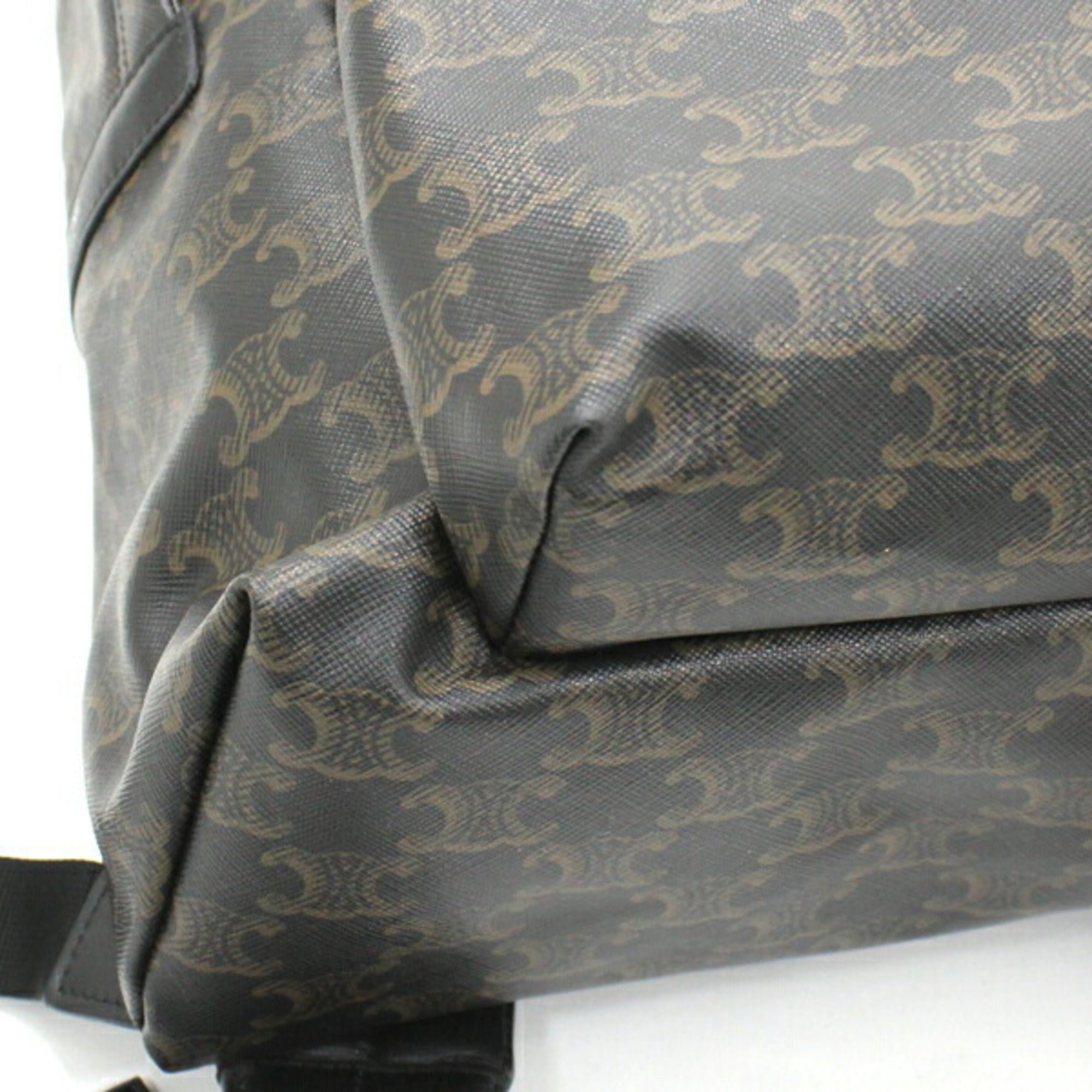 Celine Black Brown Canvas Leather Backpack (Pre-Owned)
