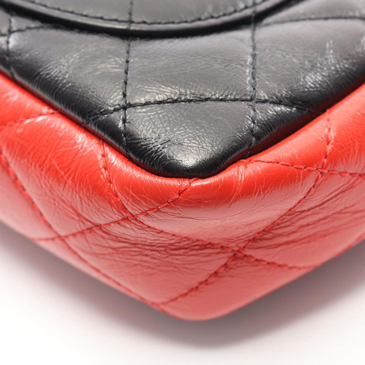 Chanel Black Navy Red Color Leather Shoulder Bag (Pre-Owned)