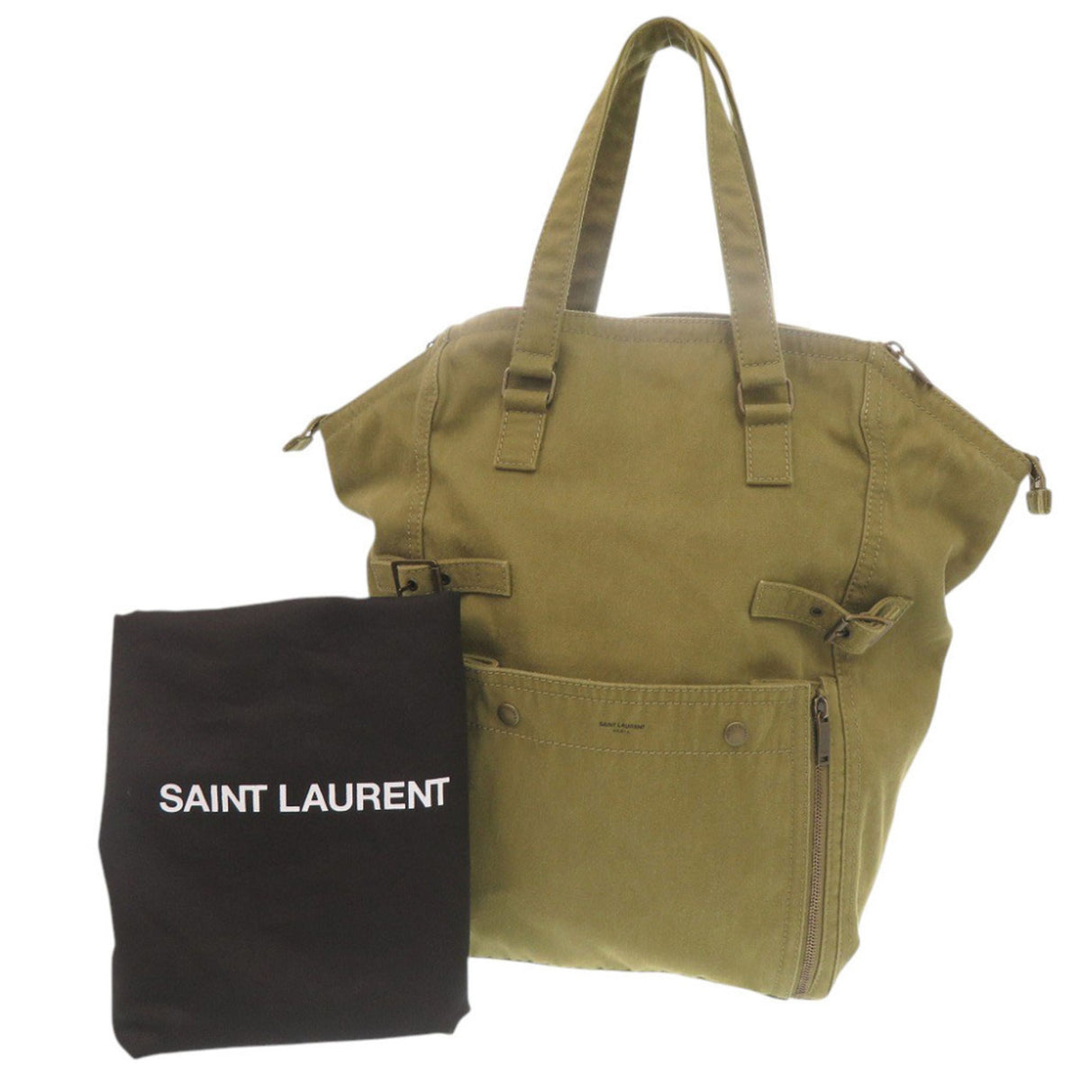 Yves Saint Laurent Khaki Canvas Tote Bag (Pre-Owned)