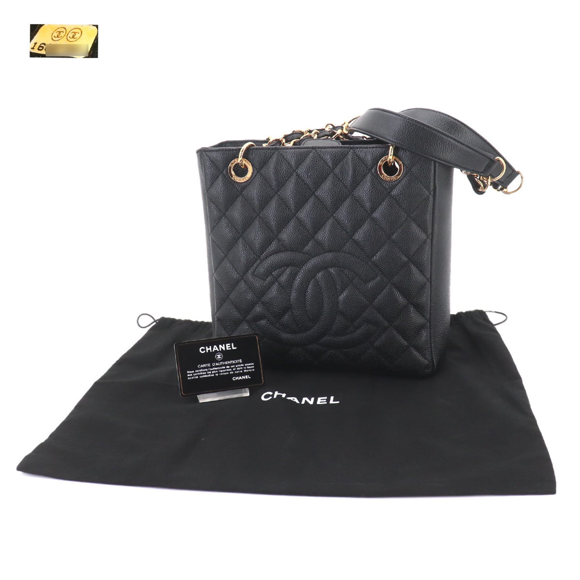Chanel Black Grained Calfskin Handbag Tote Bag (Pre-Owned)
