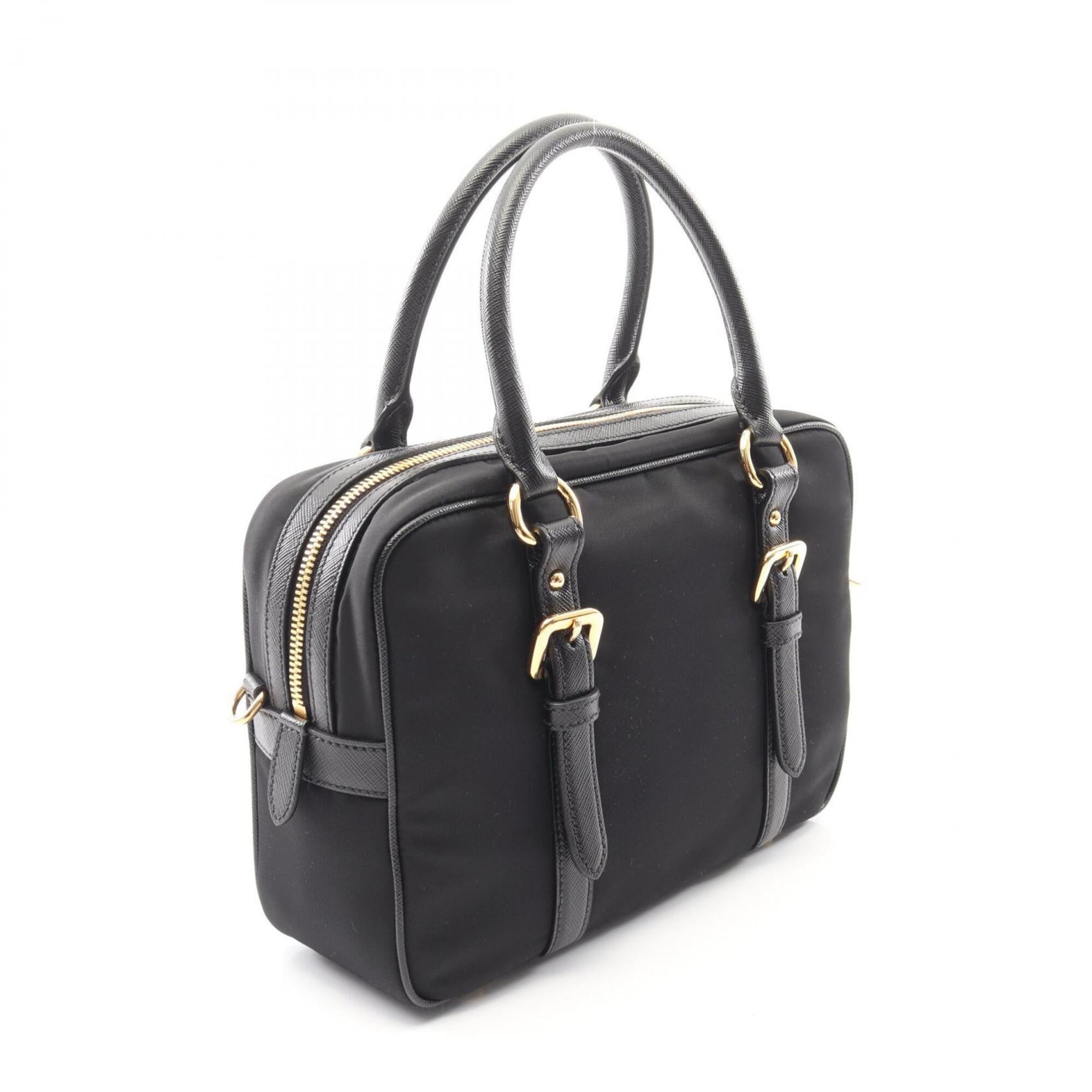 Prada Saffiano Black Tessuto Saffiano Handbag (Pre-Owned)