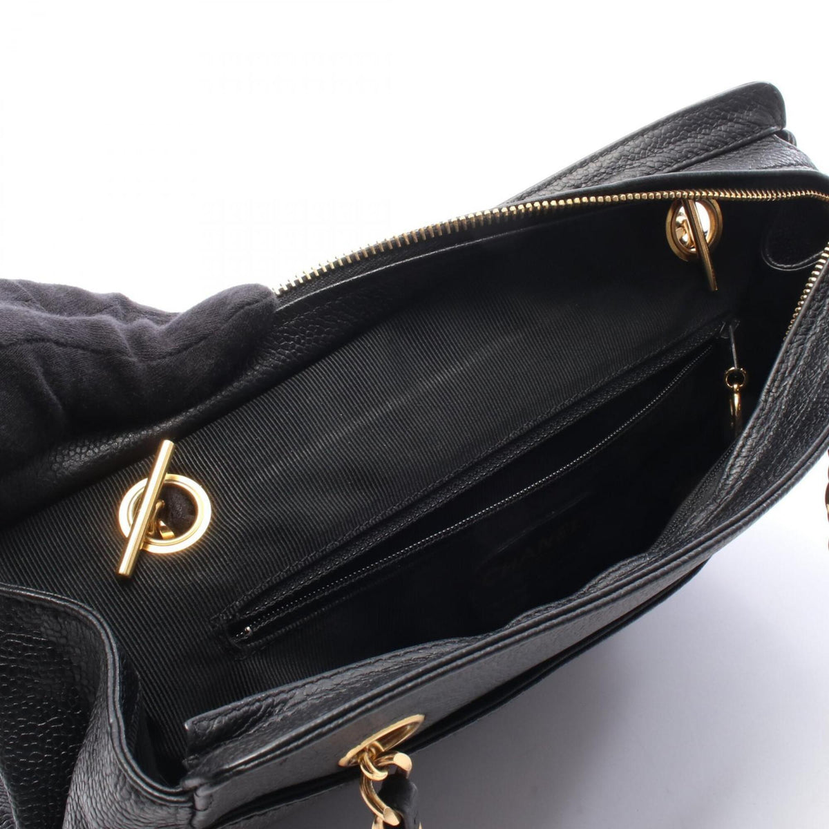 Chanel Black Grained Calfskin Handbag Tote Bag (Pre-Owned)