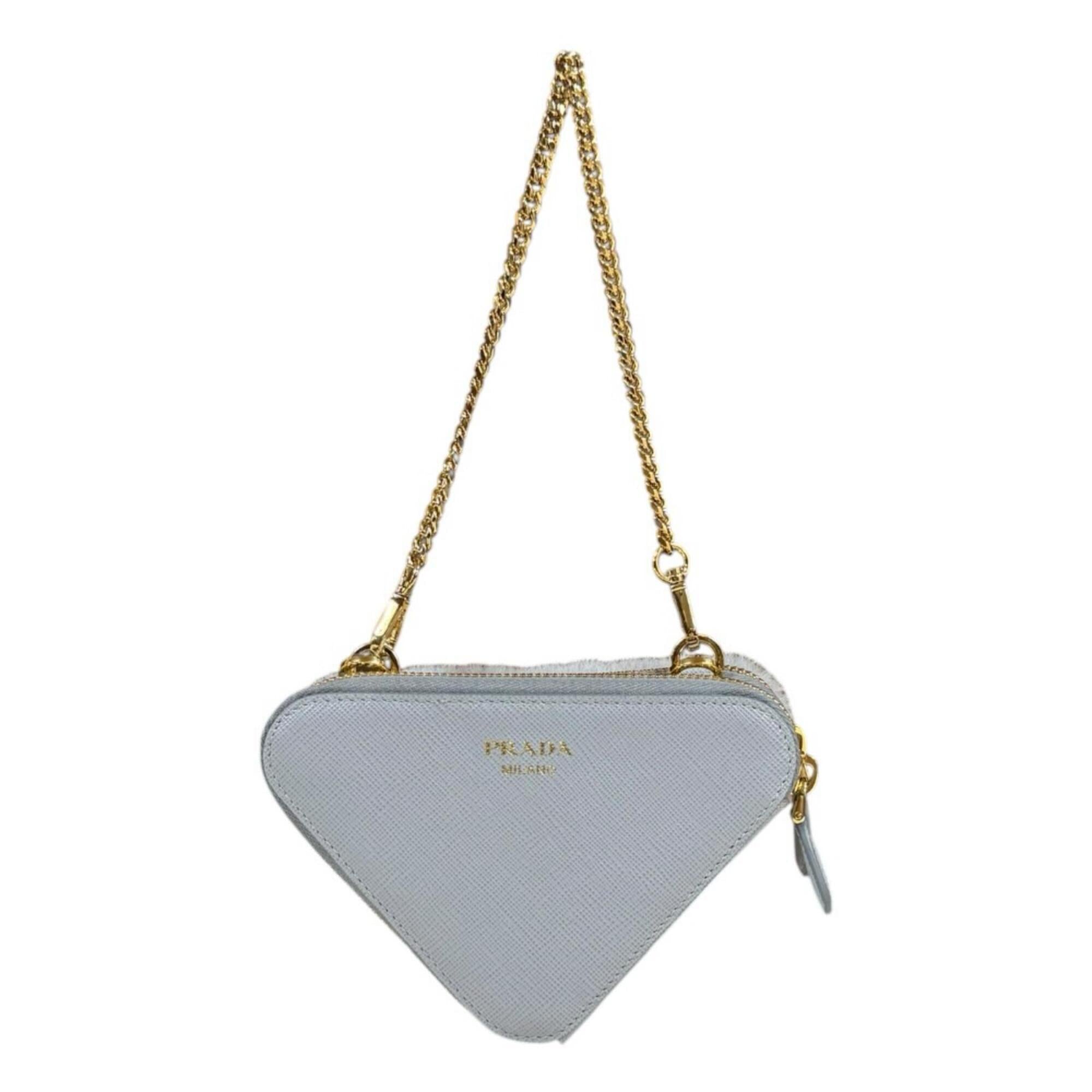 Prada Saffiano Gray Leather Shoulder Bag (Pre-Owned)