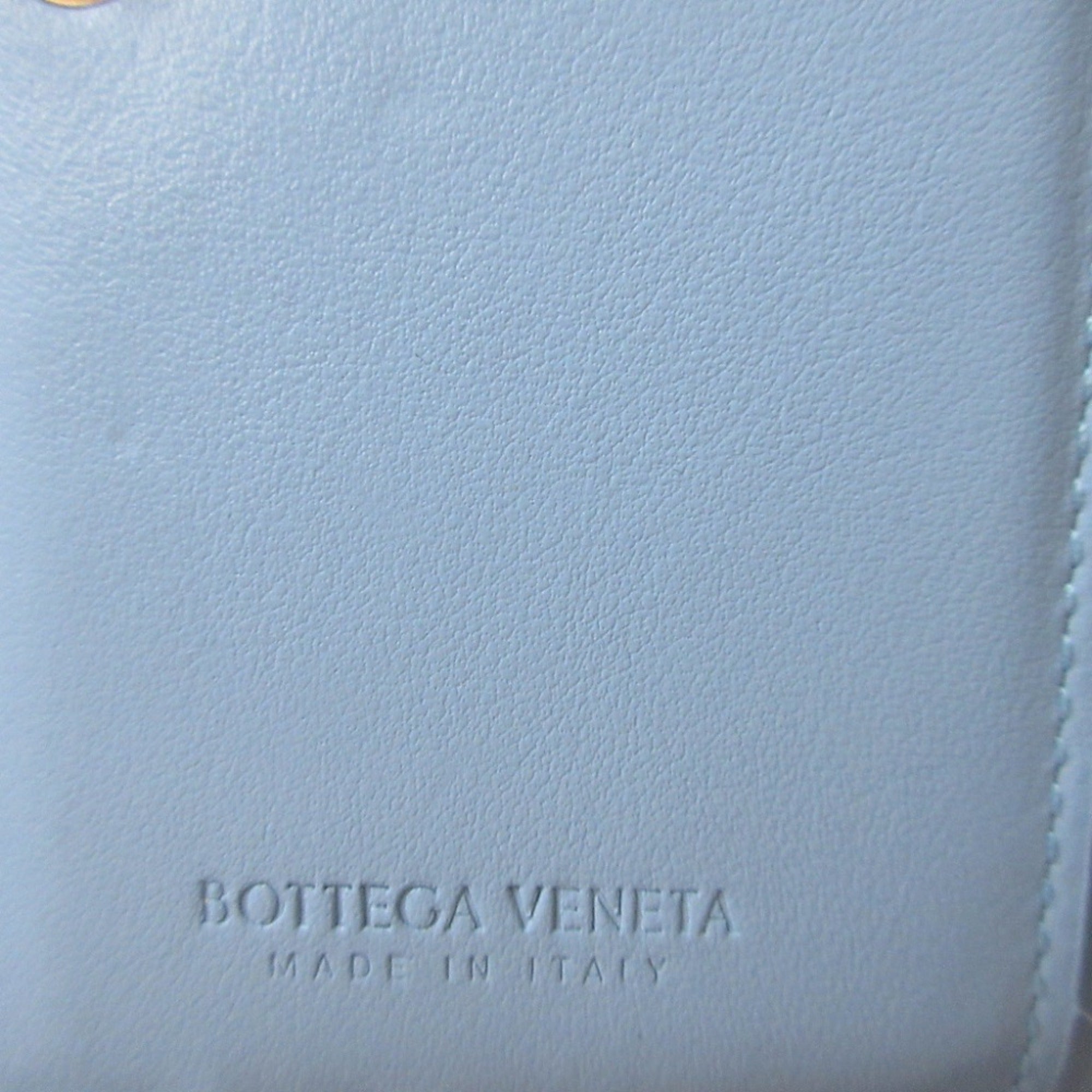 Bottega Veneta Khaki Light Blue Leather Wallet (Bi-Fold) (Pre-Owned)