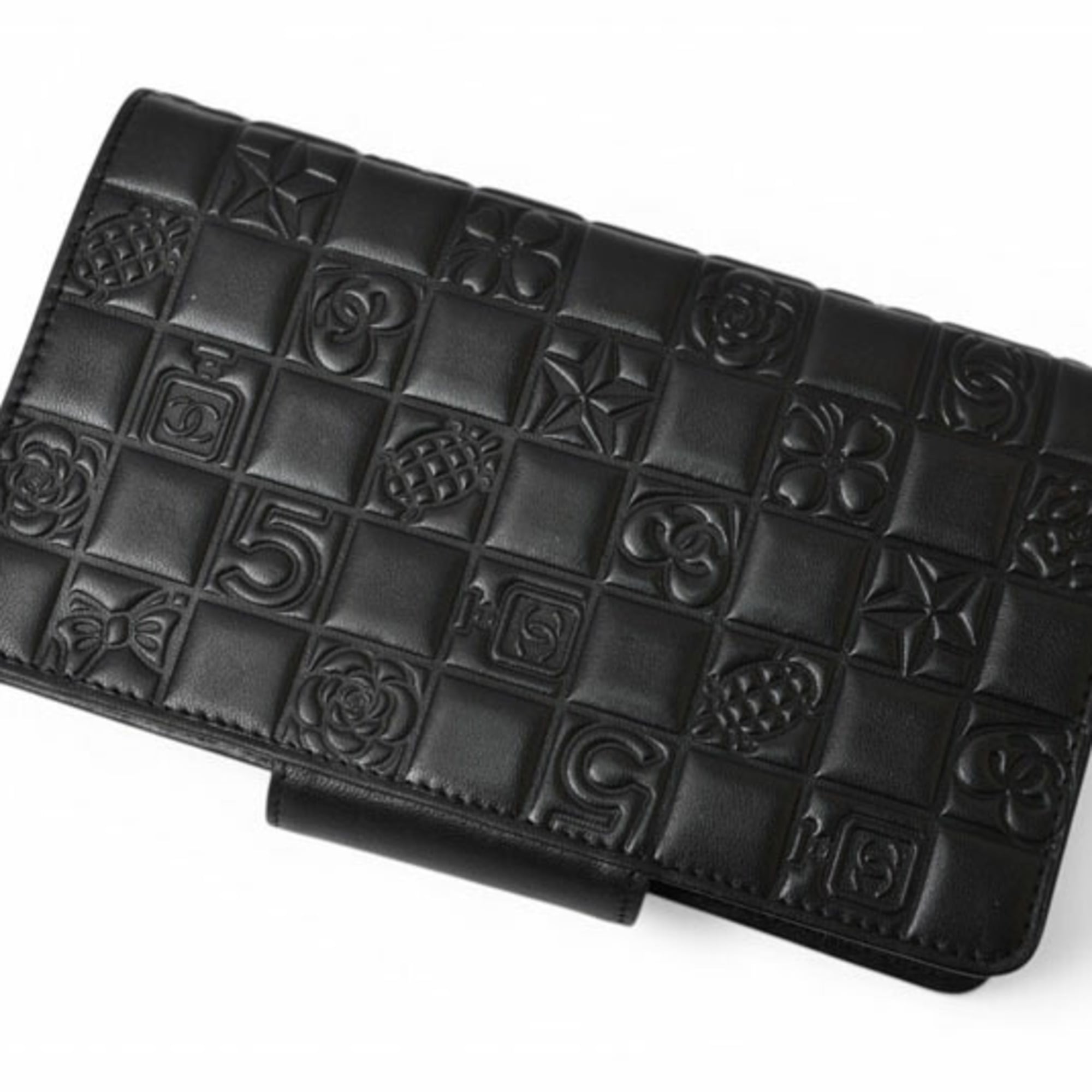 Chanel Black Leather Long Wallet (Bi-Fold) (Pre-Owned)
