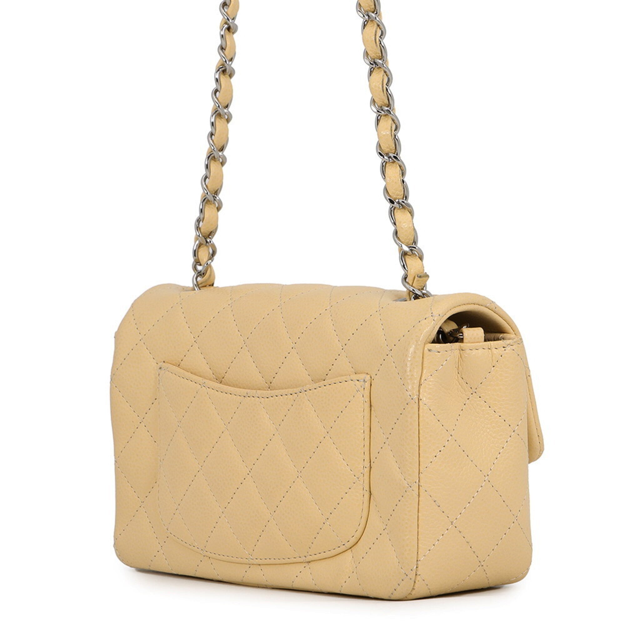 Chanel Matelasse Beige Grained Calfskin Handbag Shoulder Bag (Pre-Owned)
