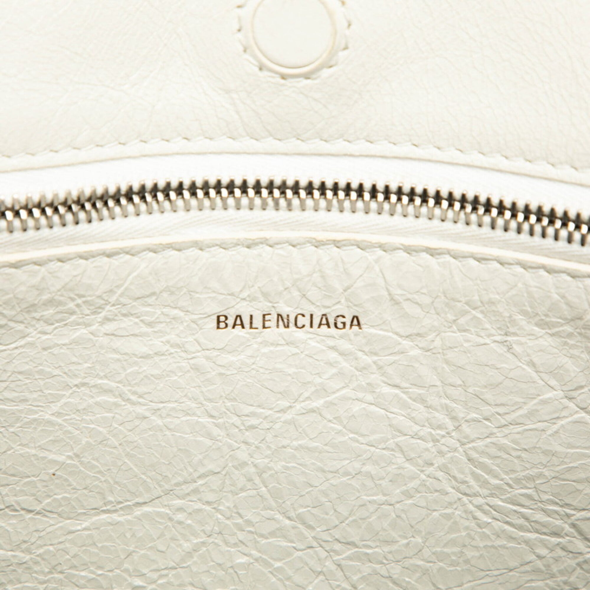 Balenciaga White Leather Handbag Shoulder Bag Tote Bag (Pre-Owned)