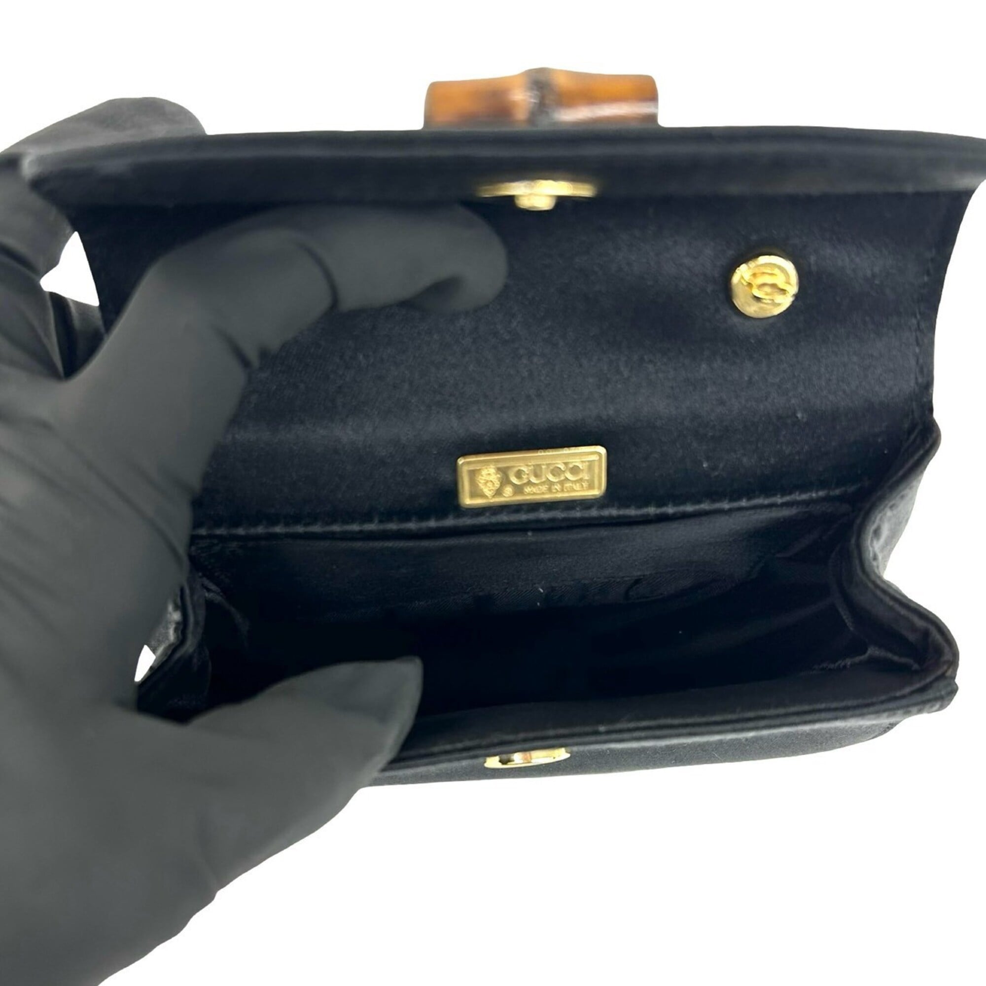 Gucci Black Satin Handbag Shoulder Bag (Pre-Owned)