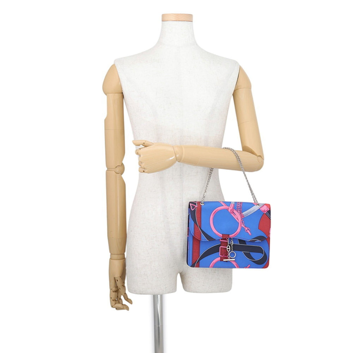 Hermes Kara Blue Multi-Color Silk Handbag Shoulder Bag (Pre-Owned)