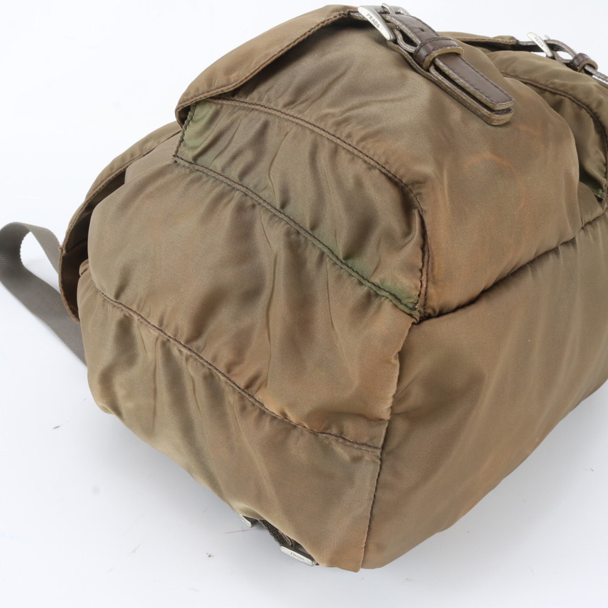 Prada Beige Nylon Leather Backpack (Pre-Owned)