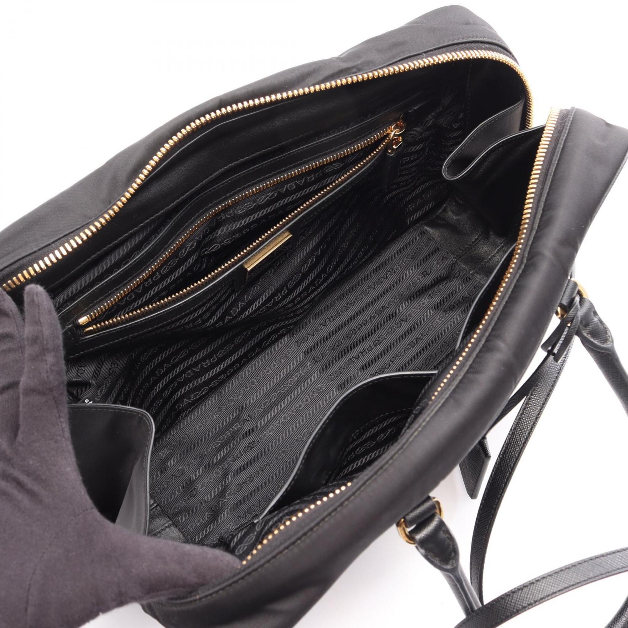 Prada Black Nylon Saffiano Triangle Handbag (Pre-Owned)