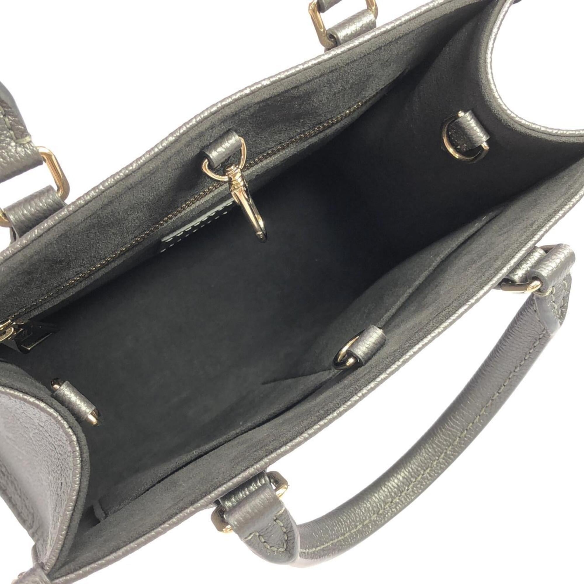Louis Vuitton Gunmetal Silver Leather Handbag (Pre-Owned)