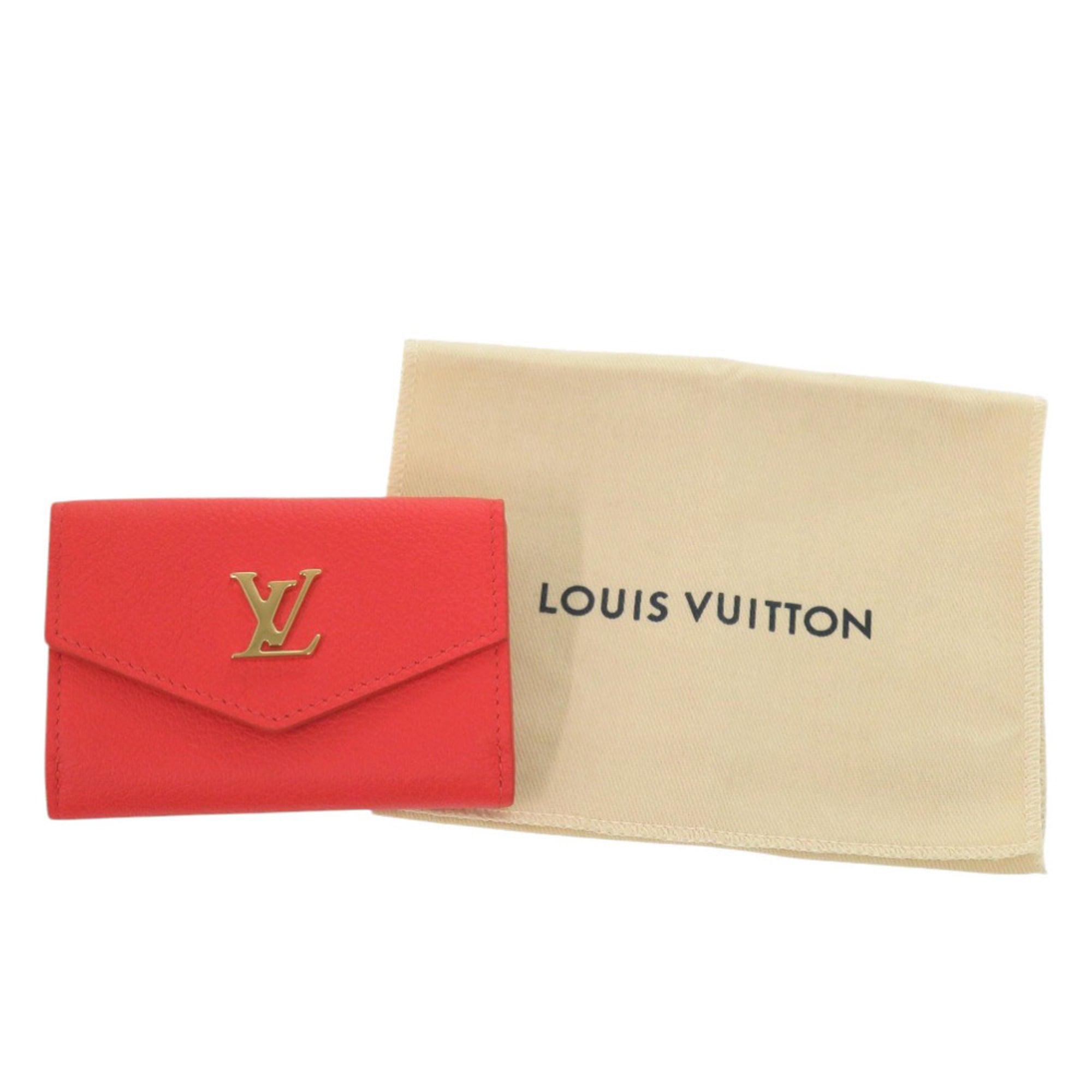 Louis Vuitton Red Color Leather Wallet (Tri-Fold) (Pre-Owned)