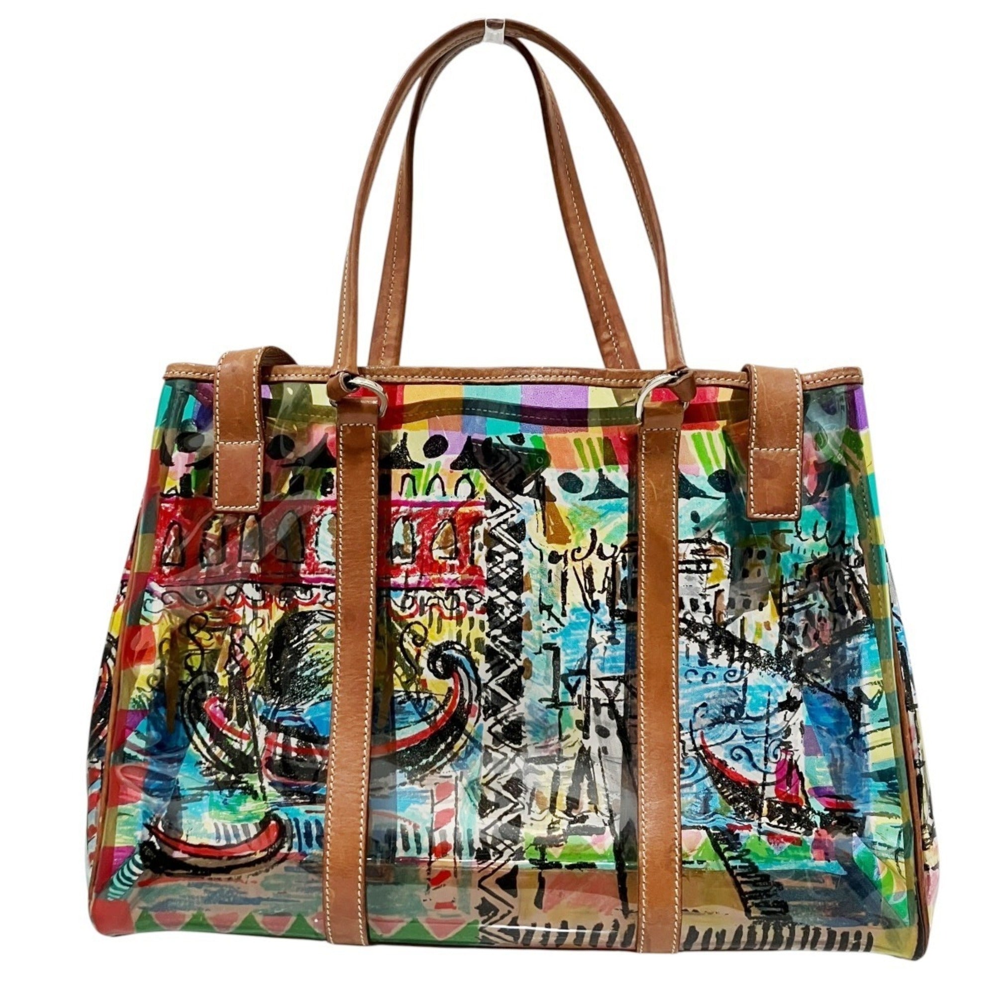 Prada Multi-Color Vinyl Leather Tote Bag (Pre-Owned)