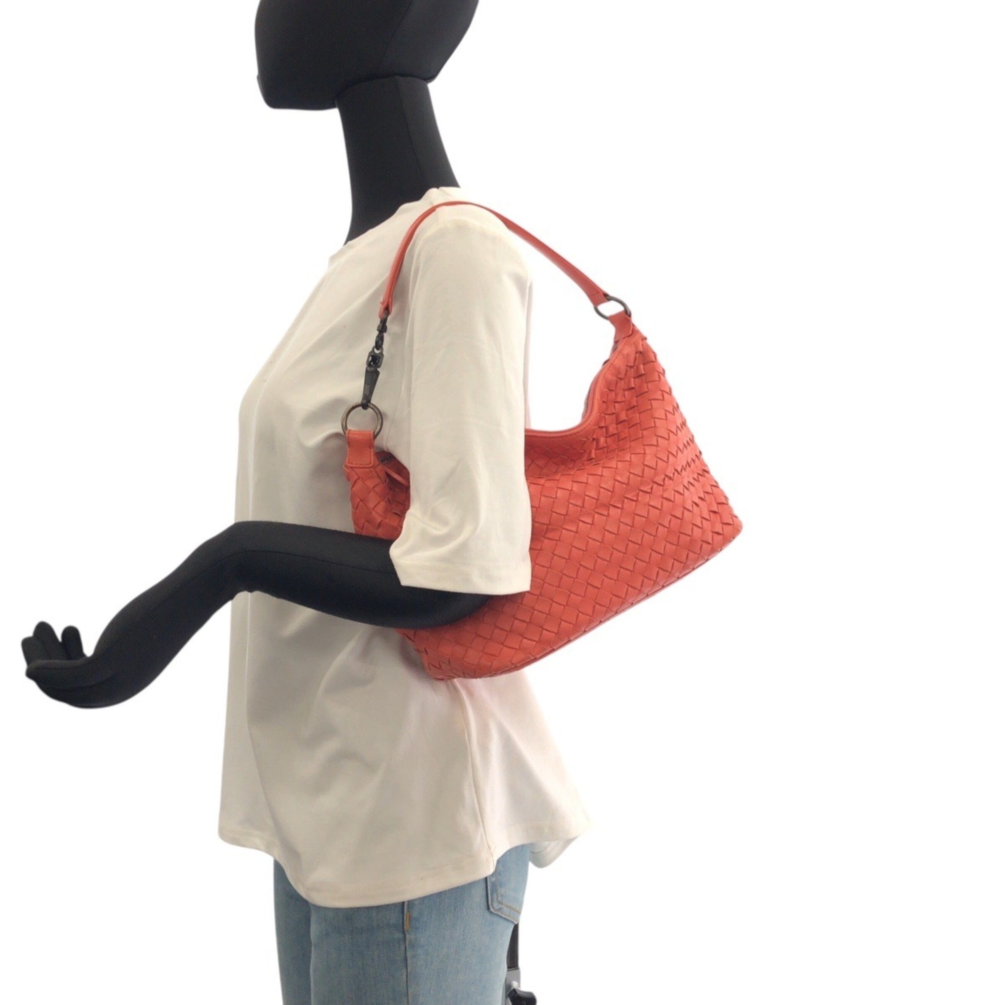 Bottega Veneta Salmon Pink Intrecciato Handbag Shoulder Bag (Pre-Owned)