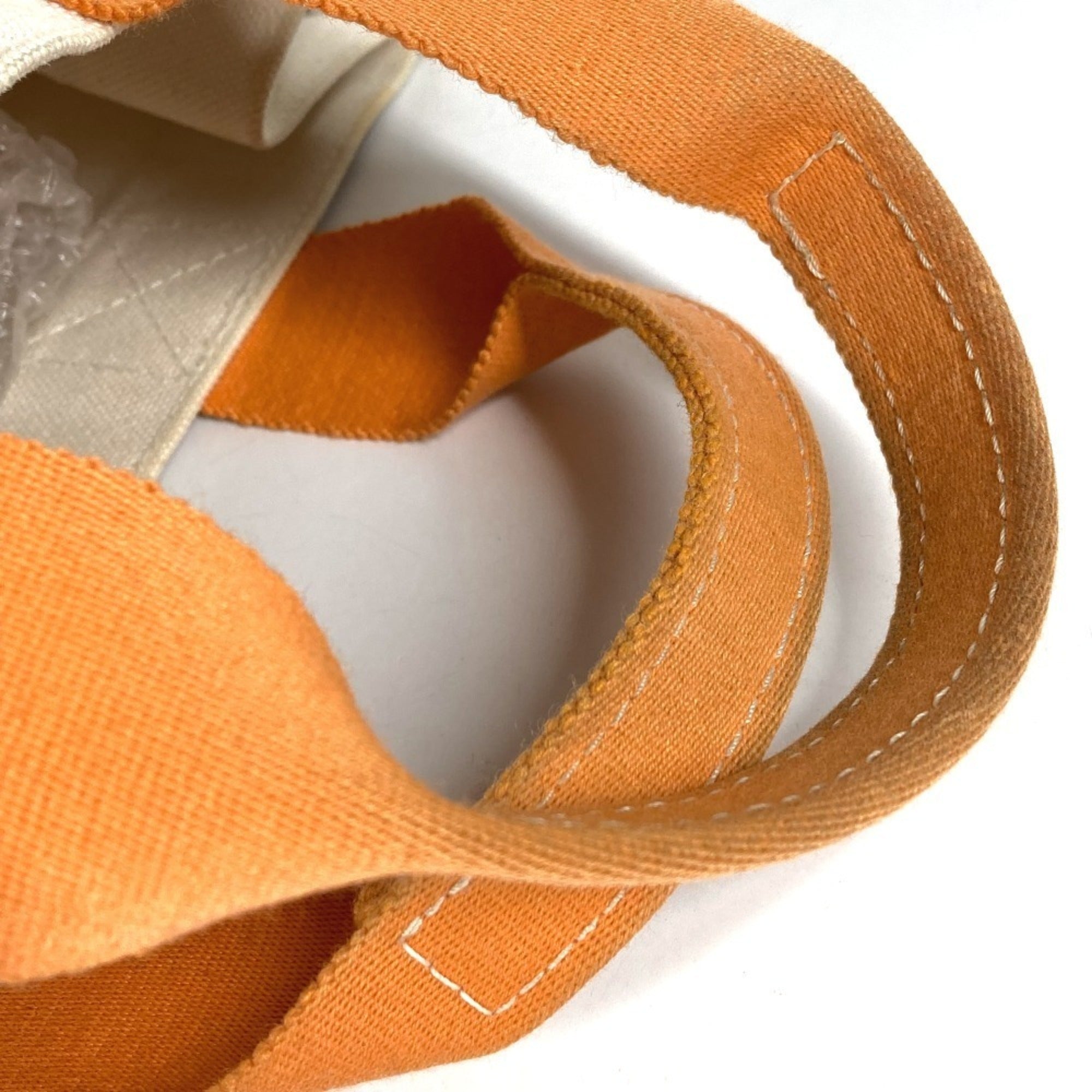 Hermes Beige Orange Canvas Handbag Tote Bag (Pre-Owned)