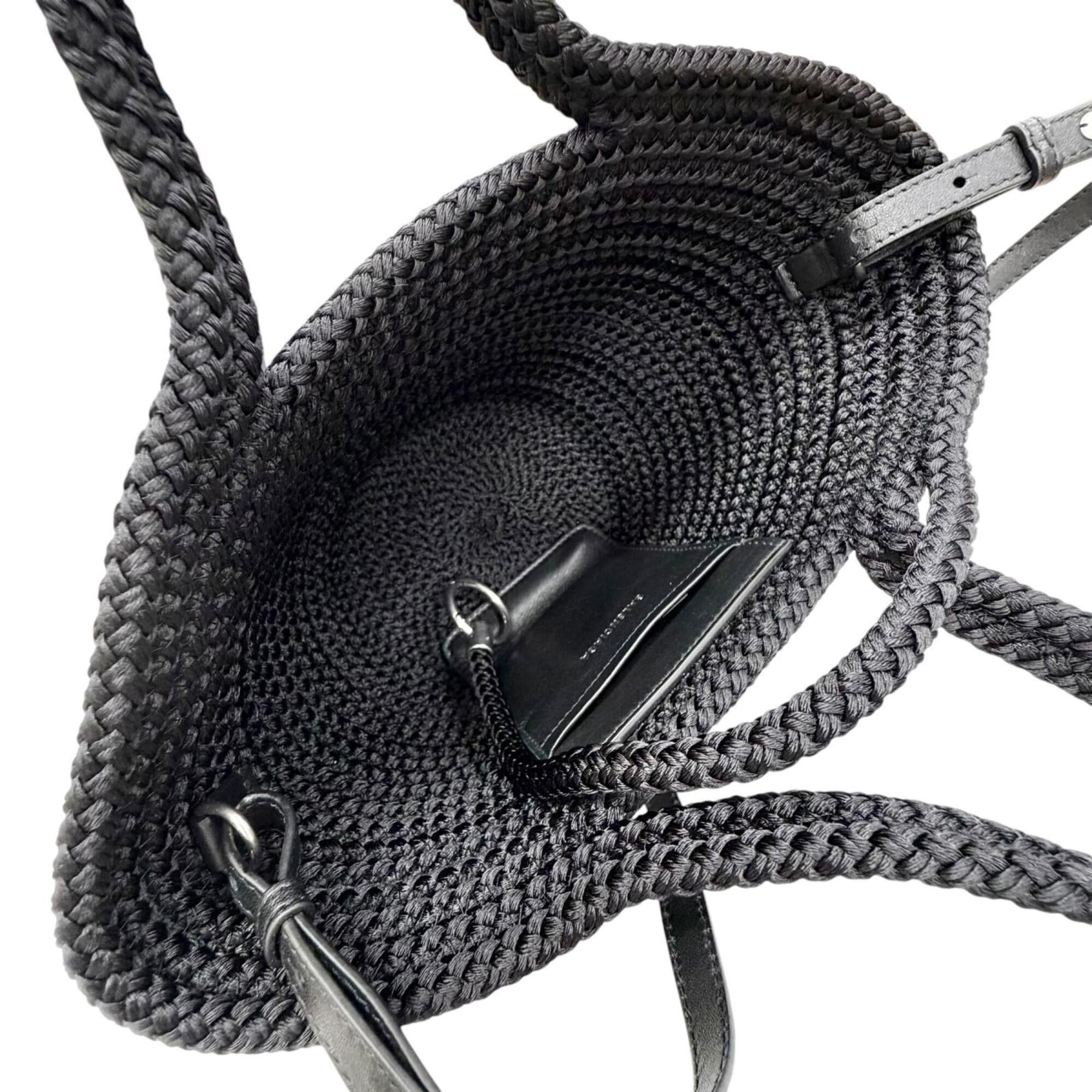 Balenciaga Black Leather Basket Handbag Shoulder Bag (Pre-Owned)