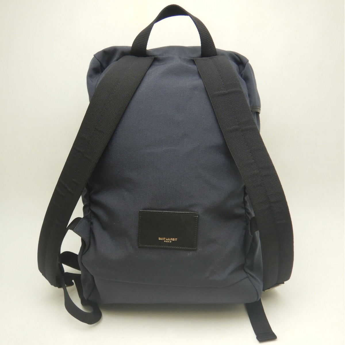 Yves Saint Laurent Navy Canvas Leather Backpack (Pre-Owned)