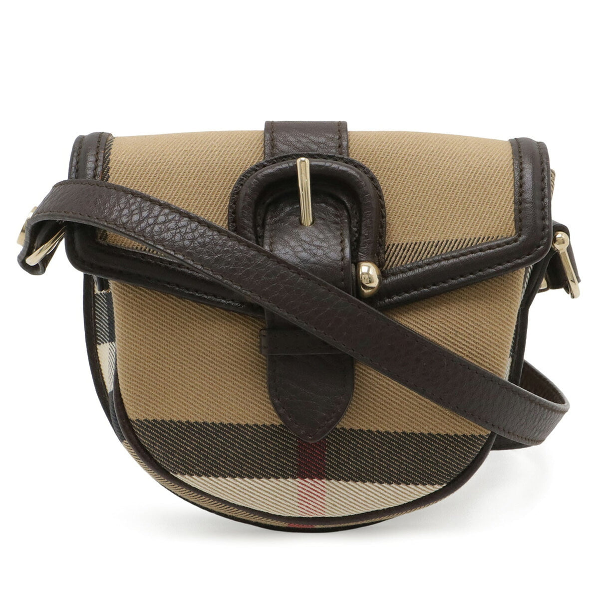 Burberry Beige Black Dark Brown Leather Pochette Shoulder Bag (Pre-Owned)
