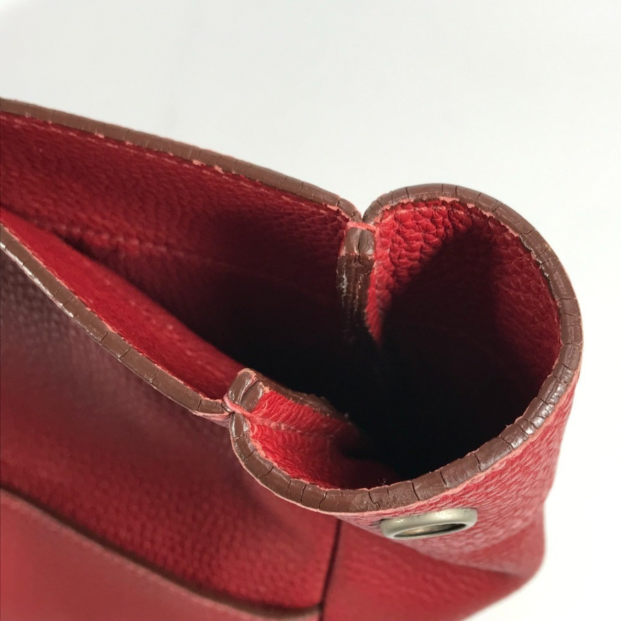 Hermes Fourre Tout Red Color Leather Handbag Tote Bag (Pre-Owned)