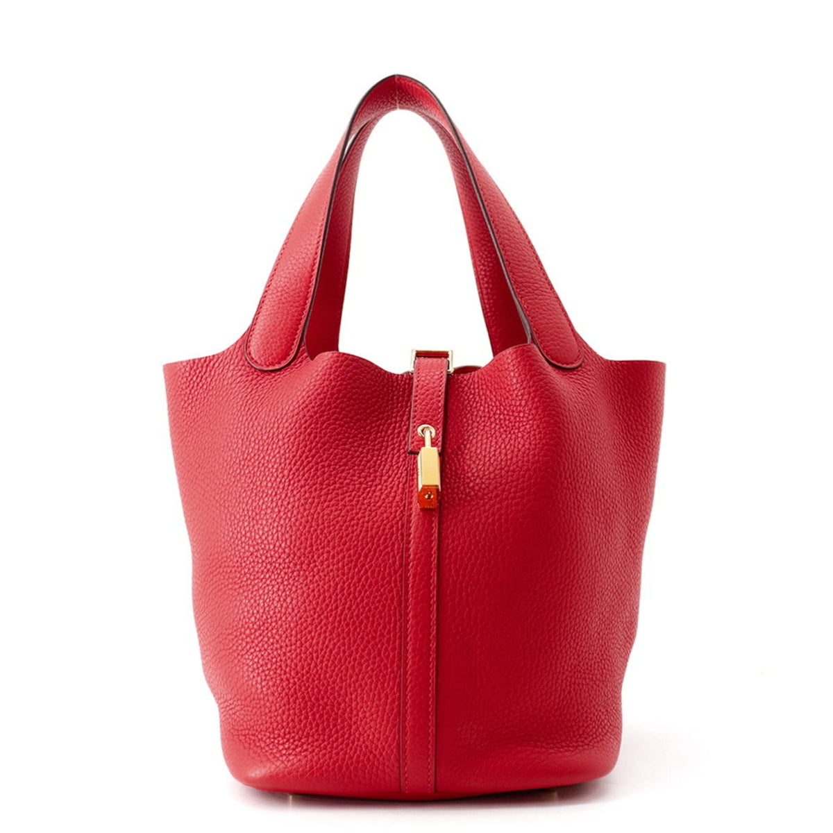 Hermes Picotin Rouge Casaque Taurillon Clemence Leather Handbag Tote Bag (Pre-Owned)