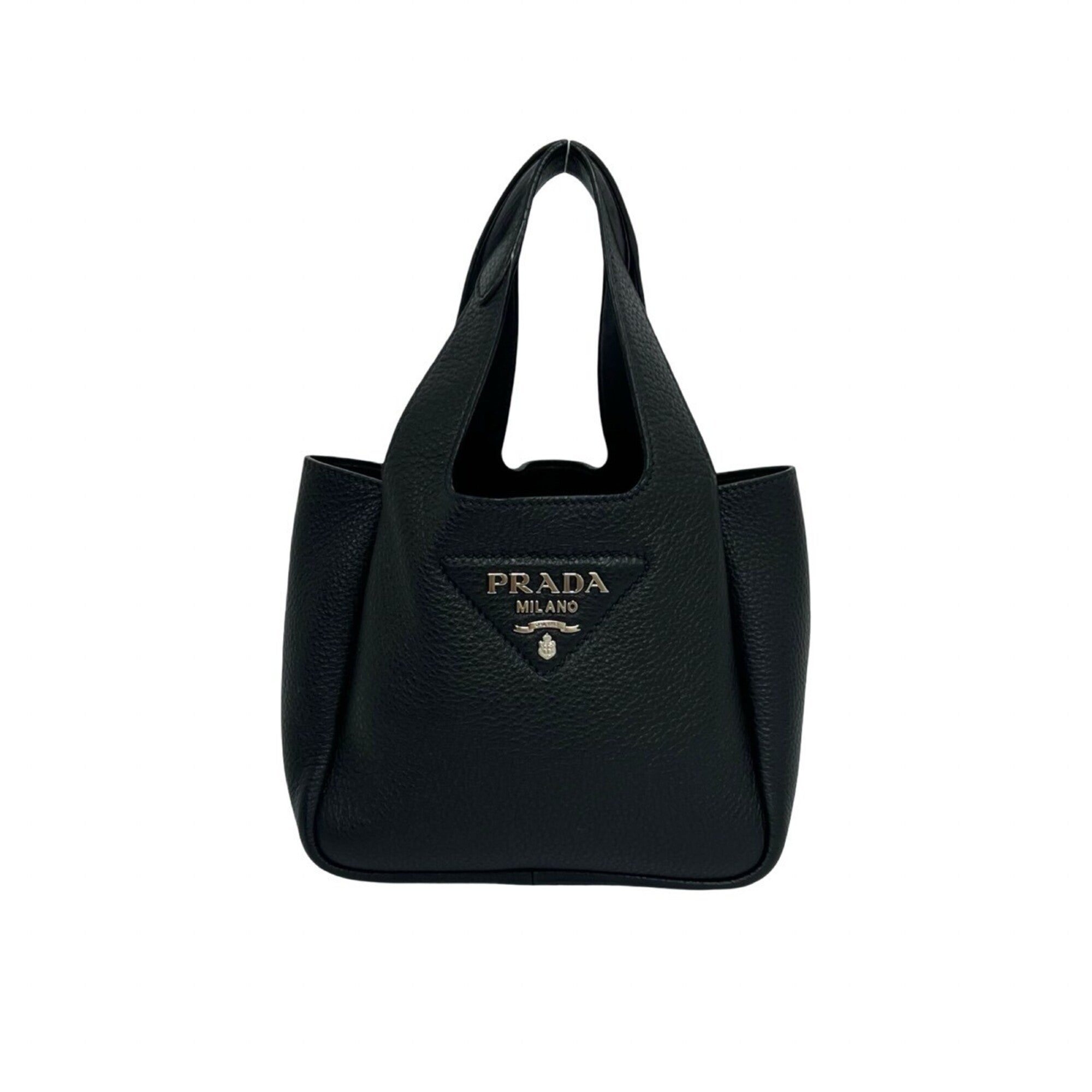 Prada Black Leather Handbag Tote Bag (Pre-Owned)