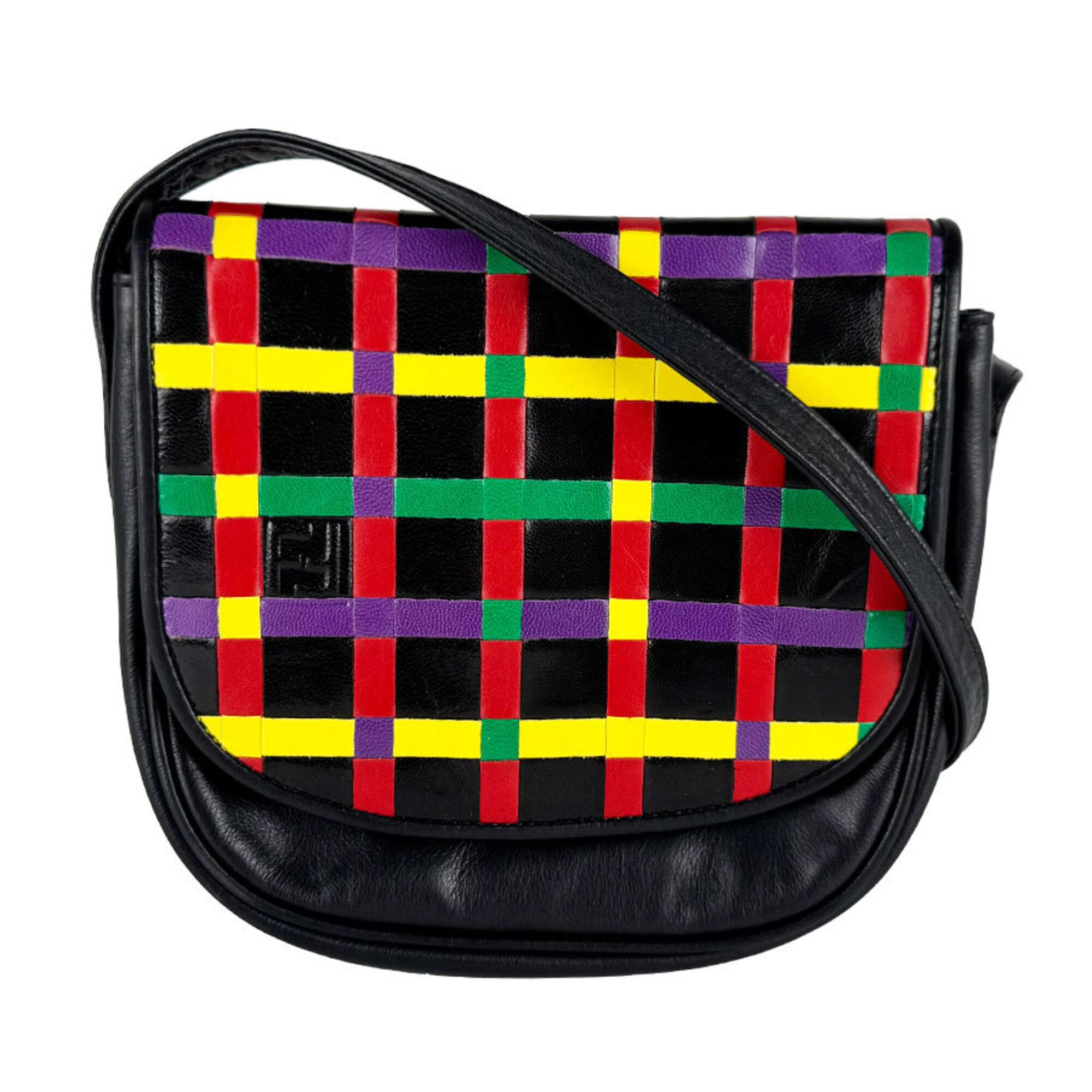 Fendi Black Multi-Color Leather Shoulder Bag (Pre-Owned)