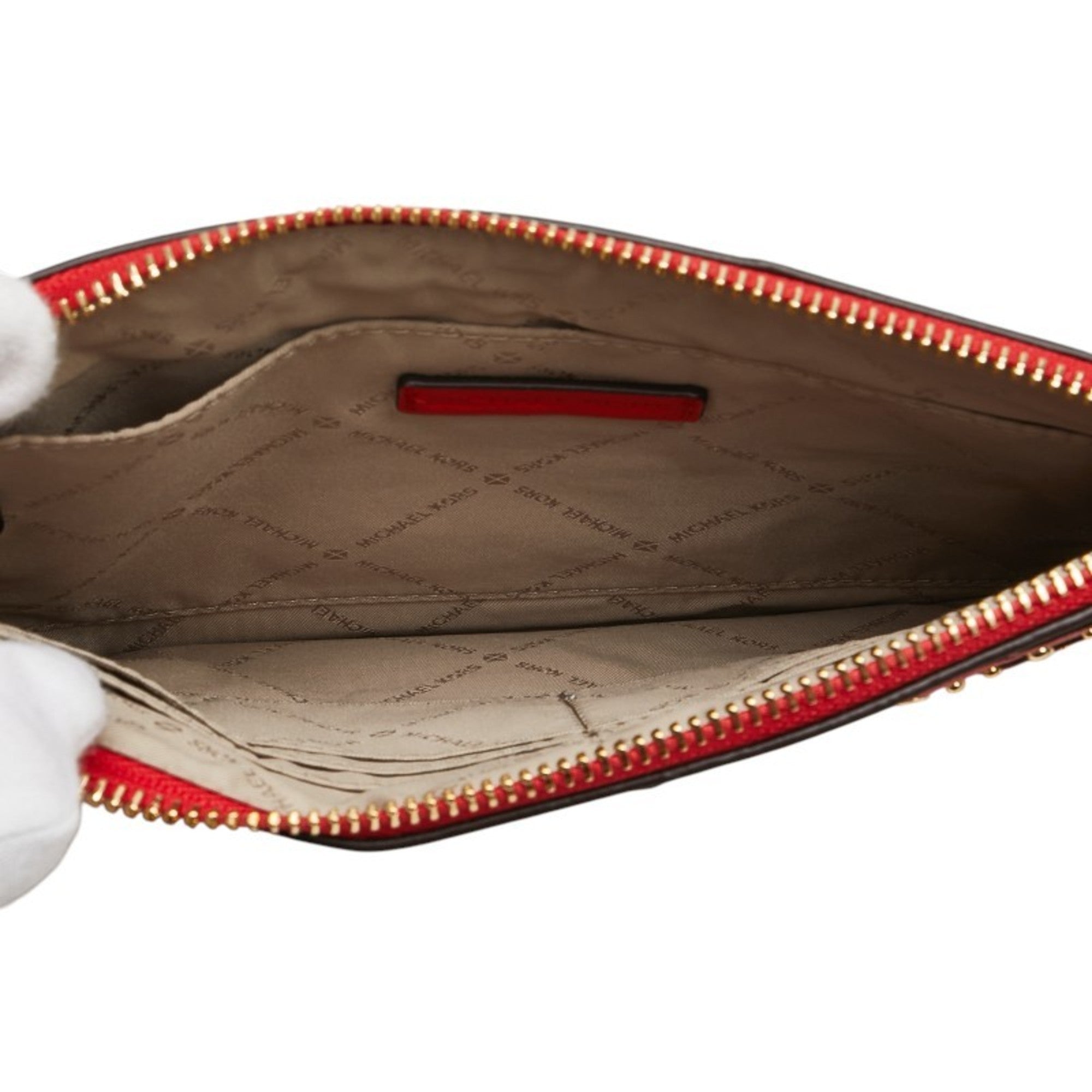 Michael Kors Red Color Leather Clutch Bag (Pre-Owned)