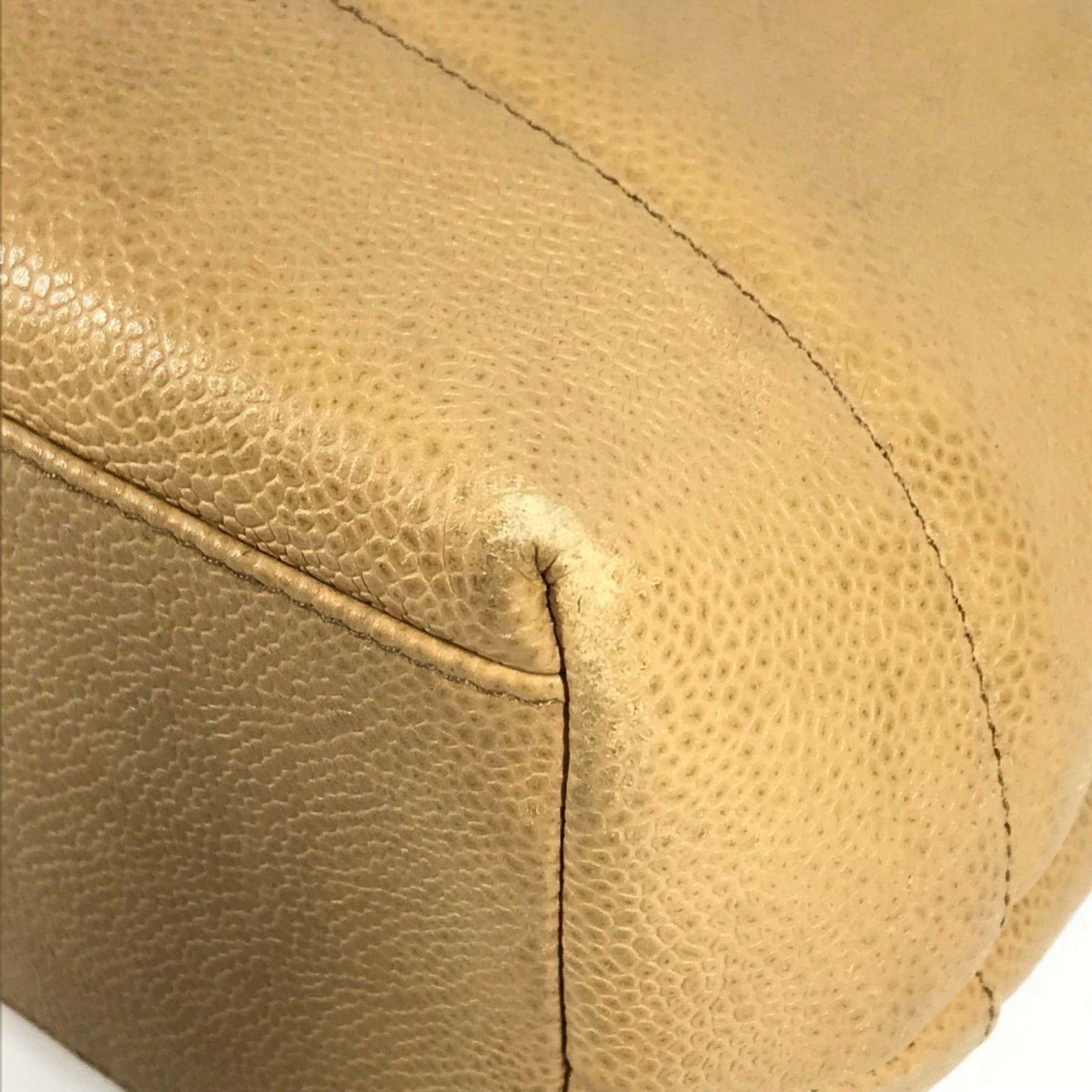Chanel Beige Grained Calfskin Shoulder Bag Tote Bag (Pre-Owned)
