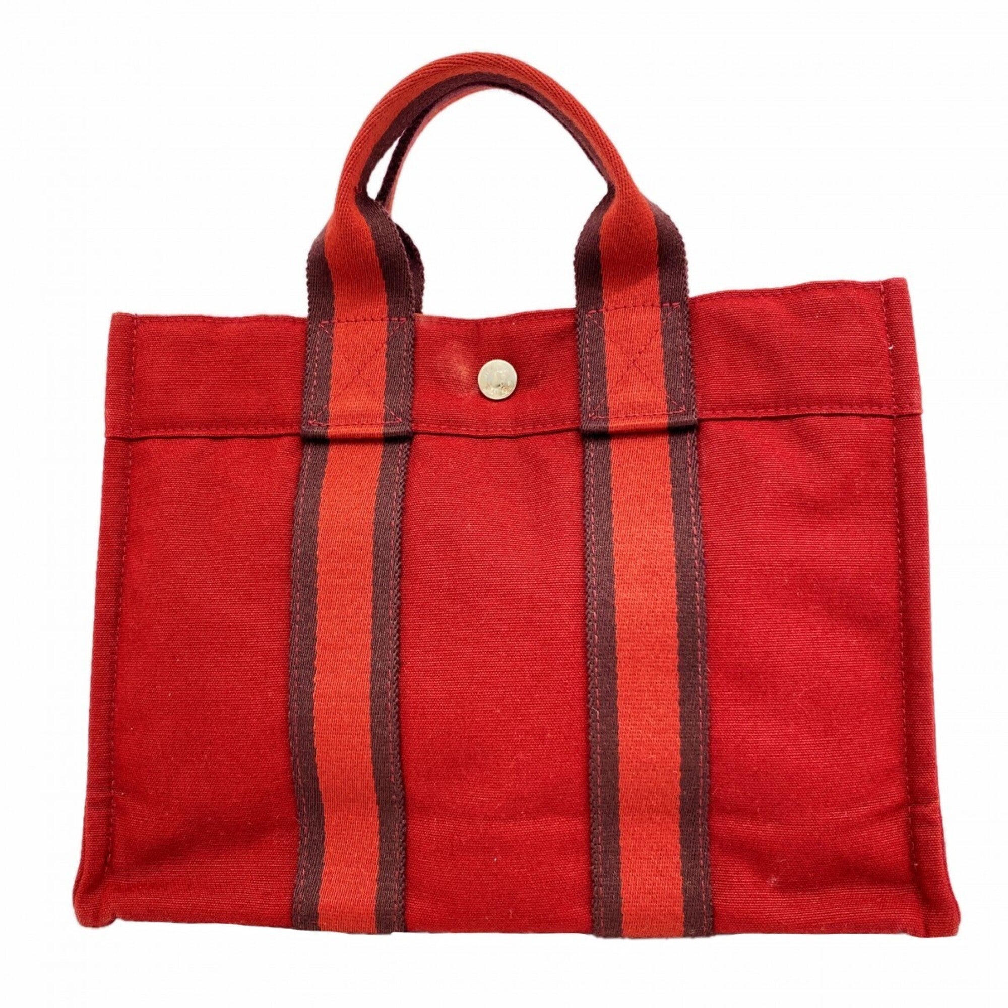 Hermes Red Color Canvas Handbag (Pre-Owned)