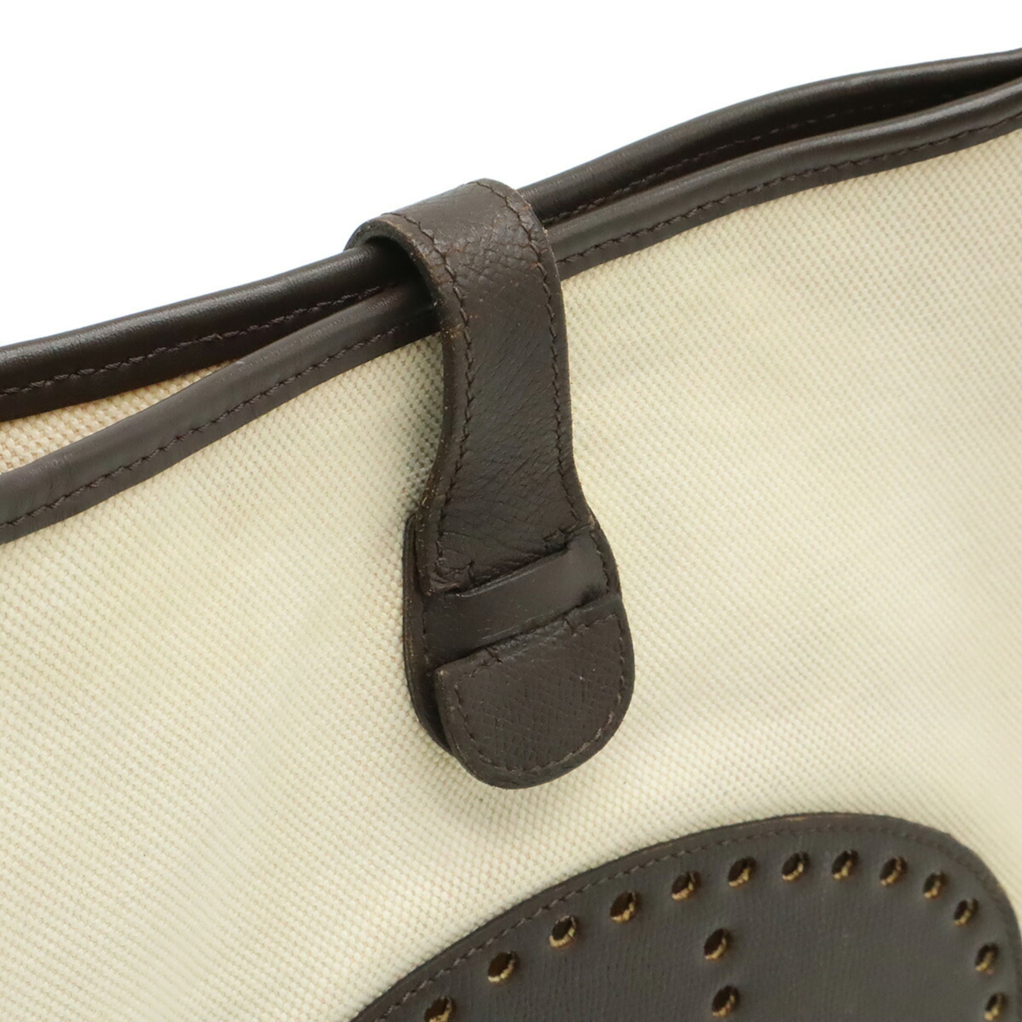 Hermes Dark Brown Natural Toile H Shoulder Bag (Pre-Owned)