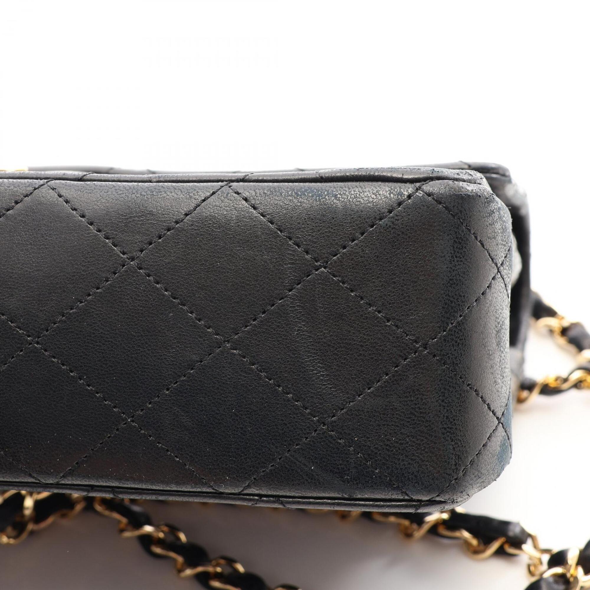 Chanel Black Leather Handbag Shoulder Bag (Pre-Owned)