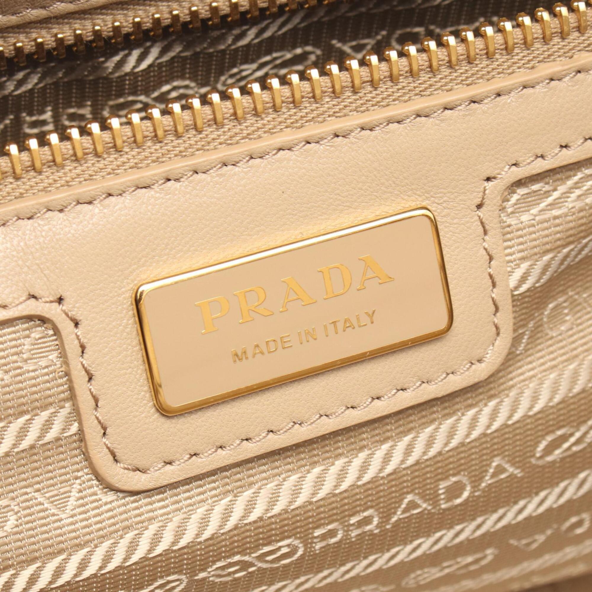 Prada Beige Blue Nylon Saffiano Triangle Handbag (Pre-Owned)