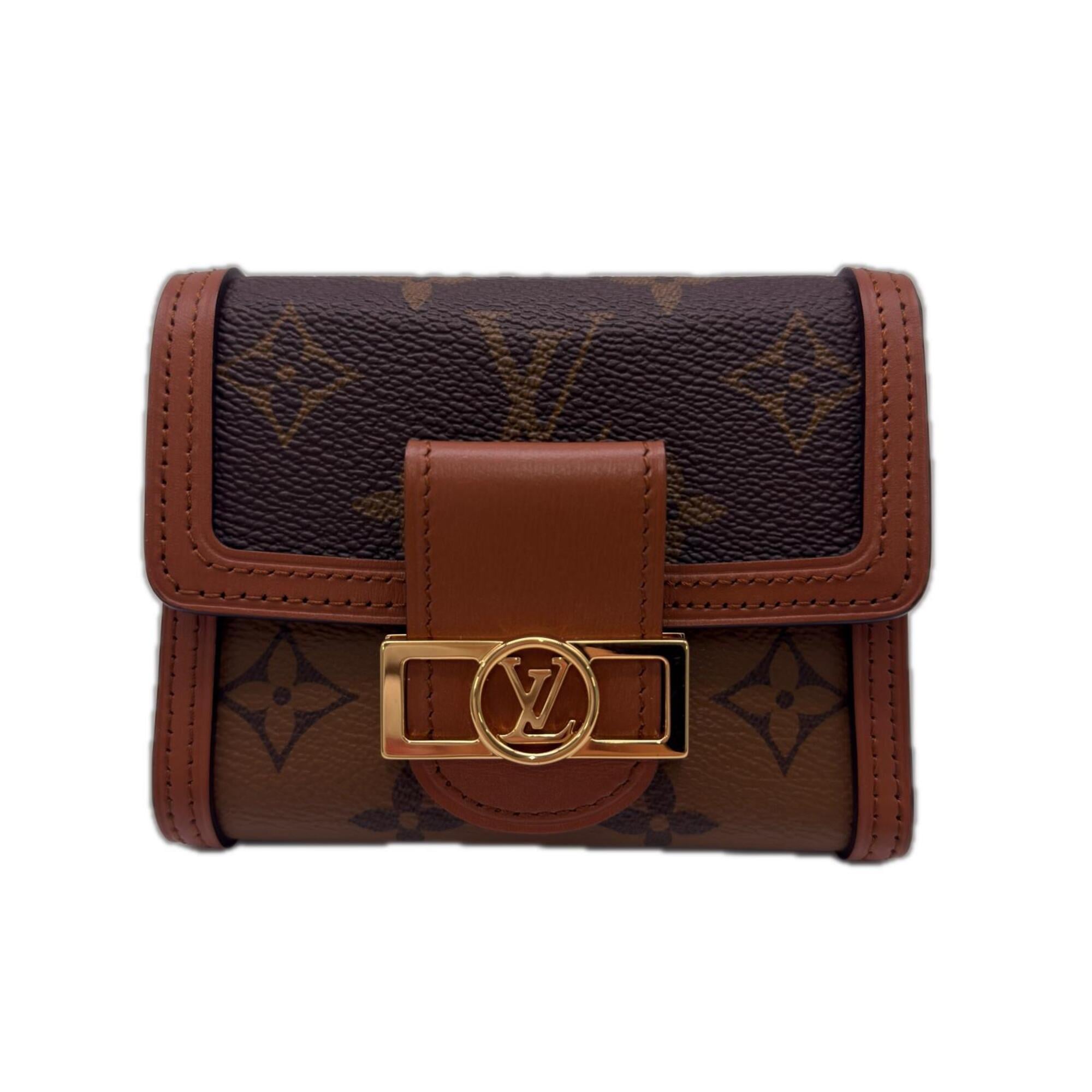 Louis Vuitton Monogram Reverse Beige Brown Coated Canvas Leather Wallet (Tri-Fold) (Pre-Owned)
