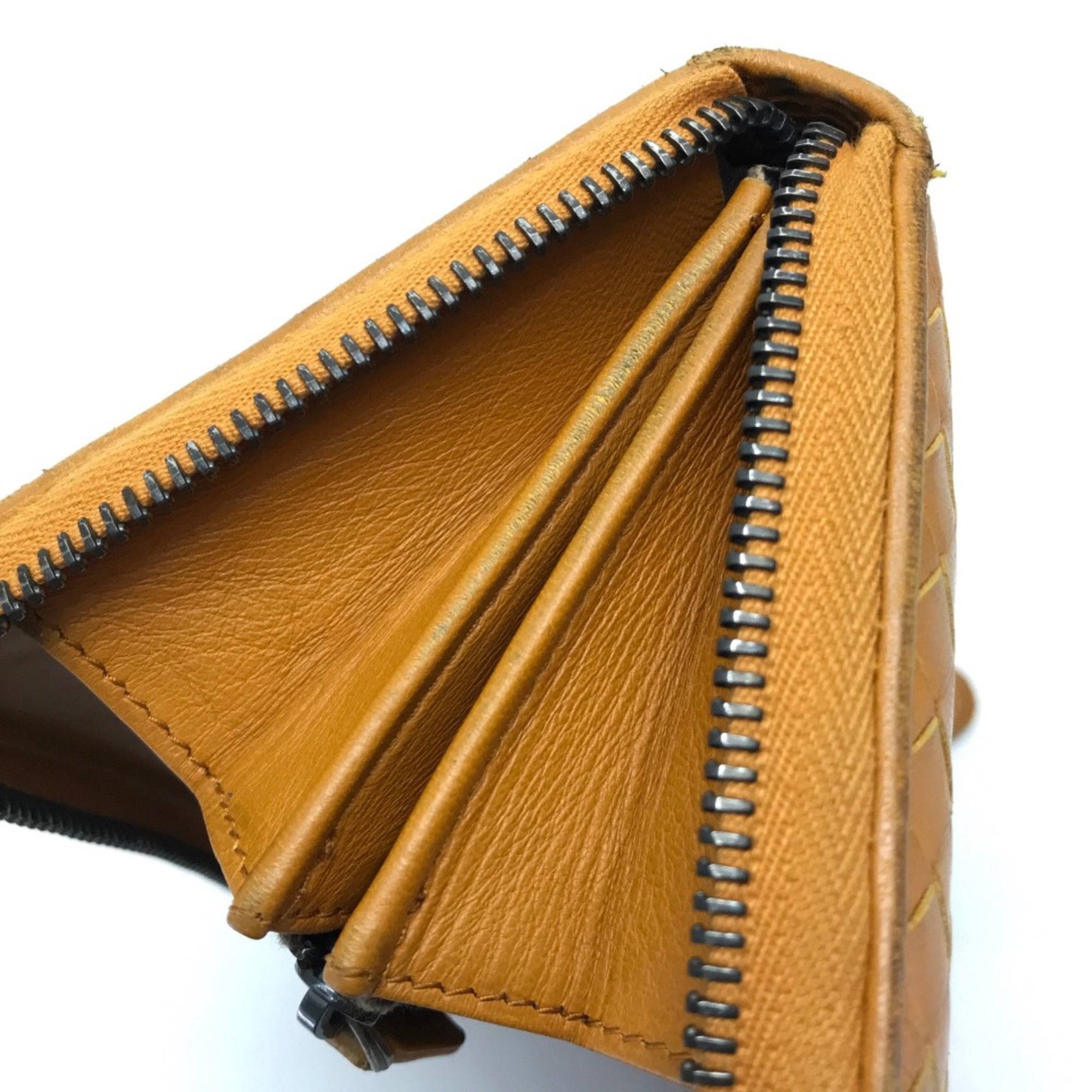 Bottega Veneta Orange Leather Long Wallet (Bi-Fold) (Pre-Owned)