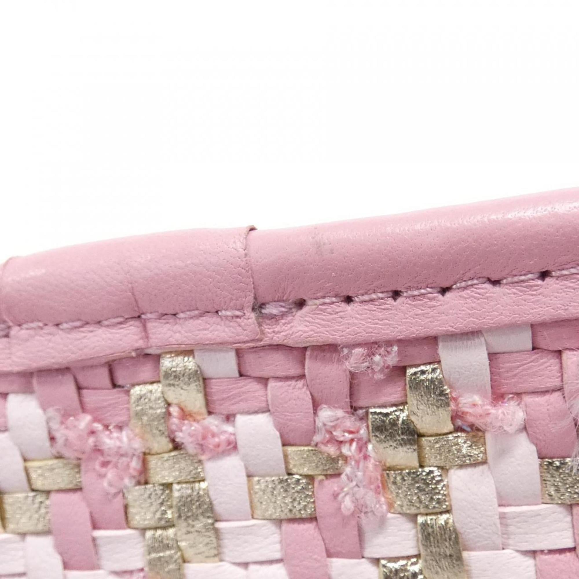 Chanel Gold Pink Viscose Leather Shoulder Bag (Pre-Owned)