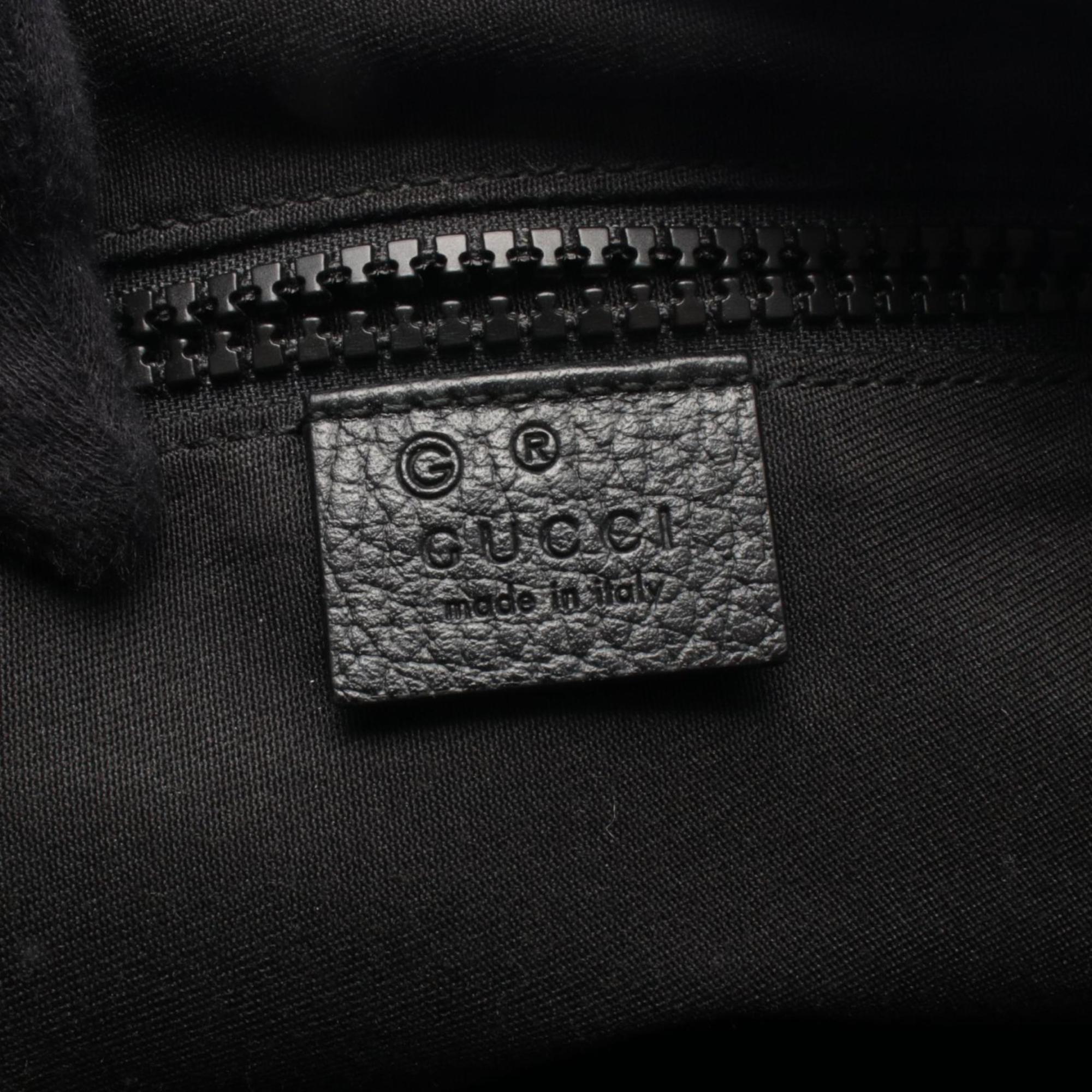 Gucci Black Leather Nylon Canvas Handbag Shoulder Bag (Pre-Owned)