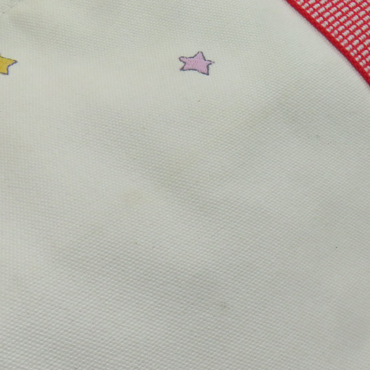 Hermes Red Color White Canvas Tote Bag (Pre-Owned)