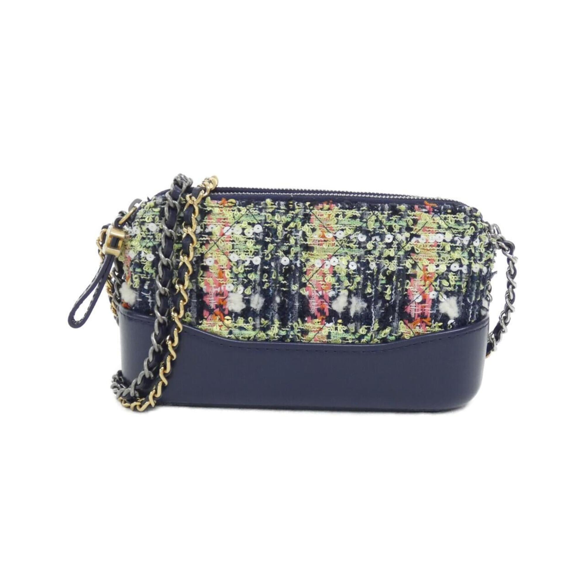 Chanel Multi-Color Navy Tweed Leather Shoulder Bag (Pre-Owned)