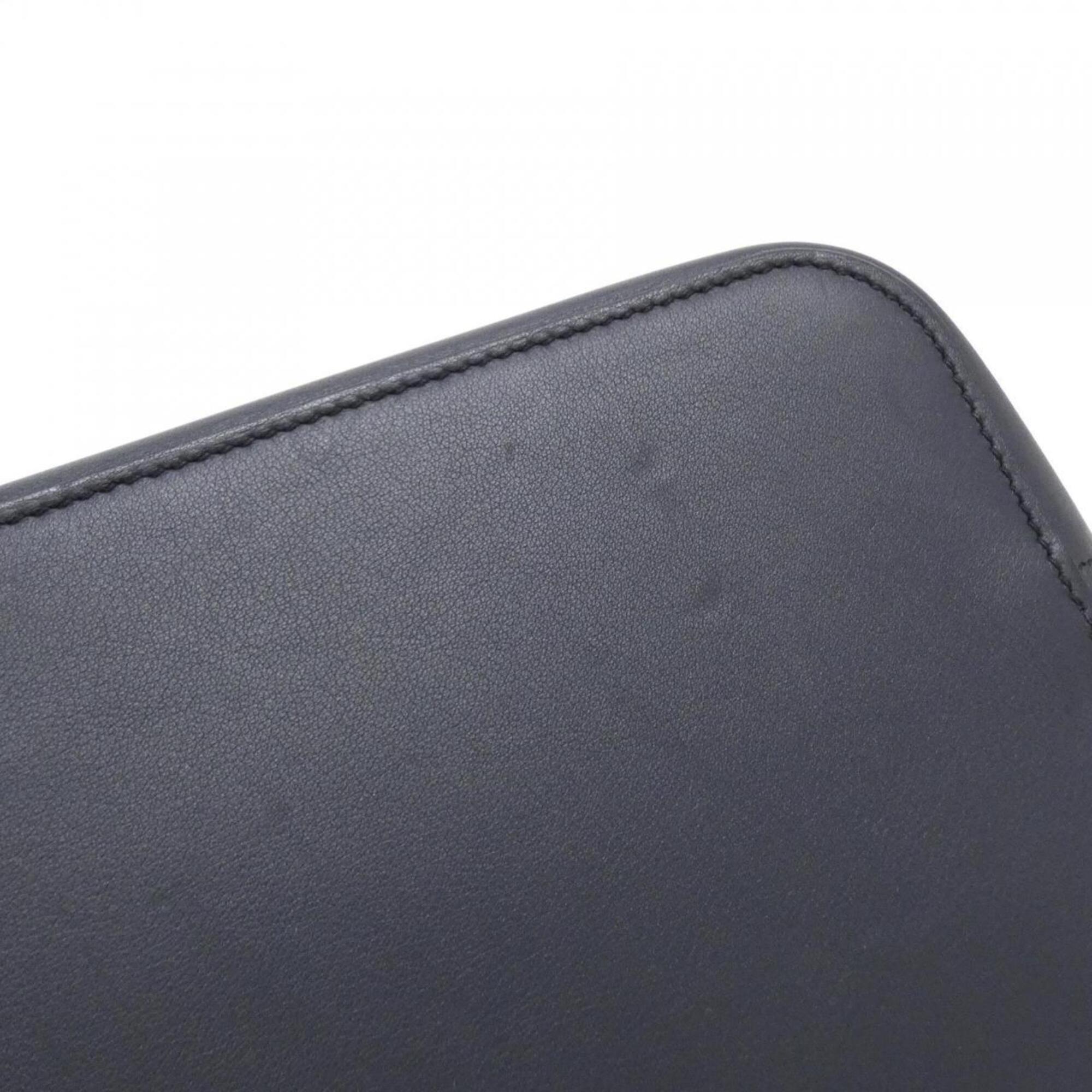 Hermes Black Blue Indigo Evergrain Leather Swift Leather Handbag (Pre-Owned)